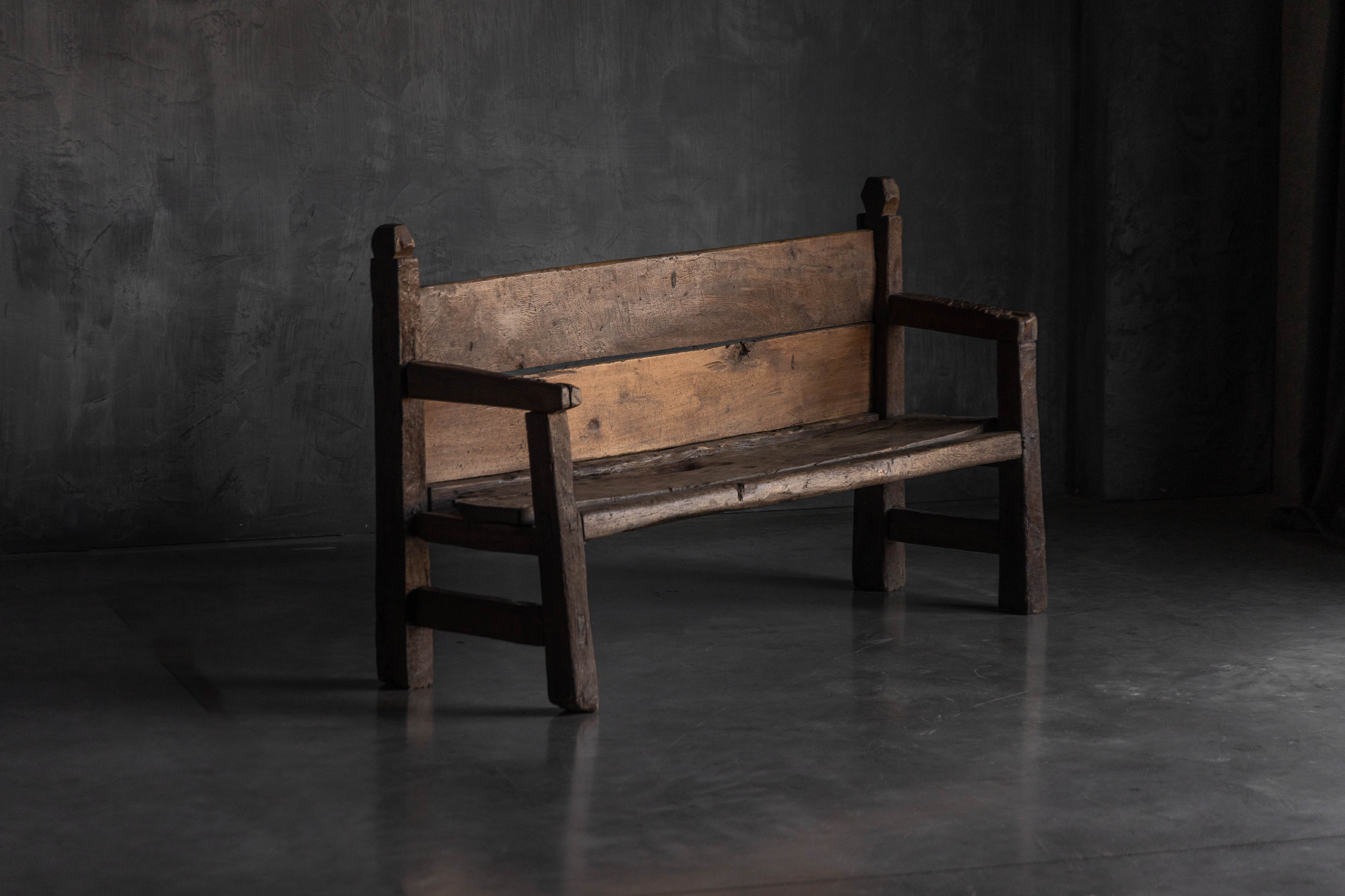 Rustic Vernacular Wooden Bench, France - 19th Century