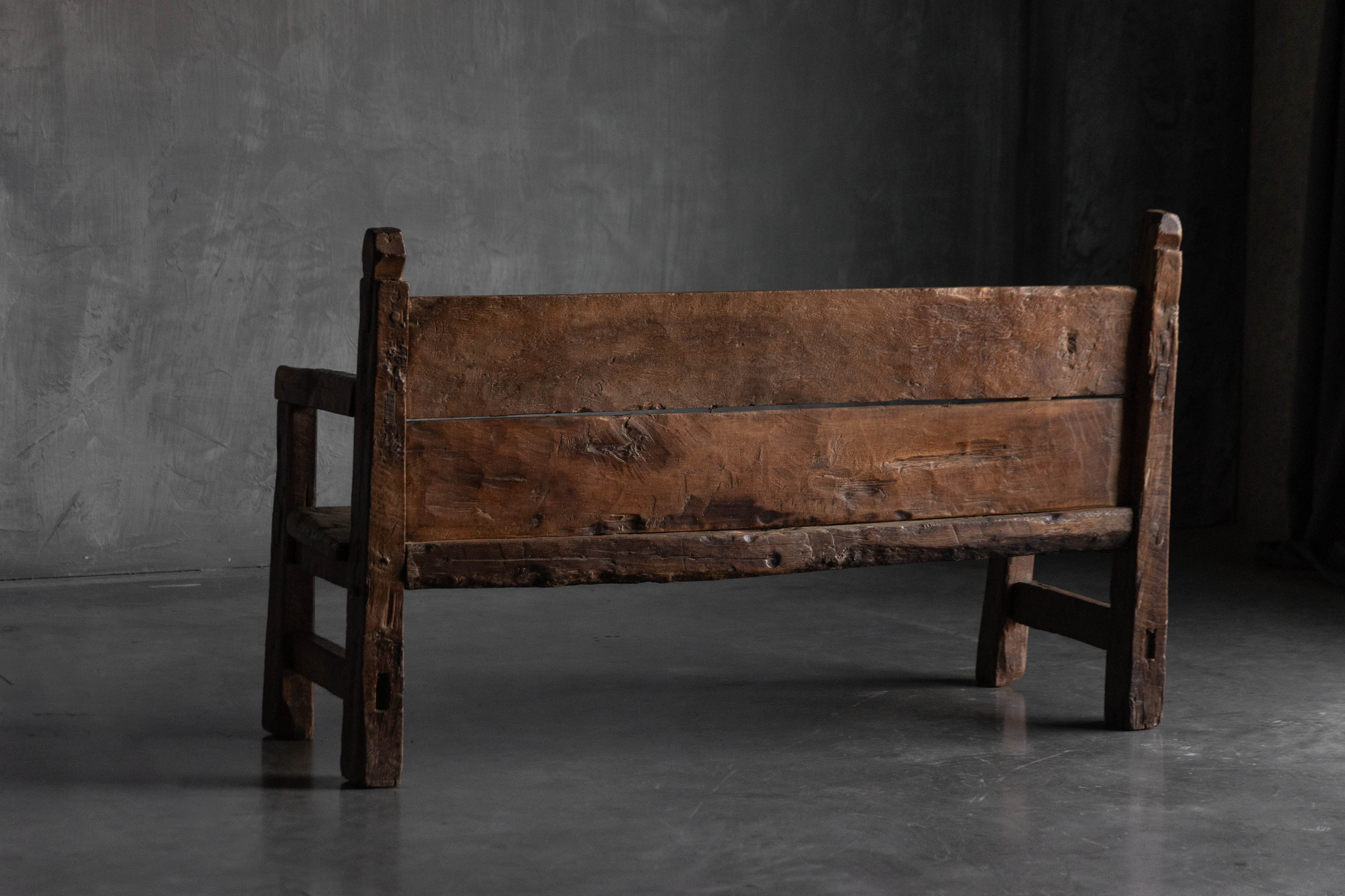 Rustic Vernacular Wooden Bench, France - 19th Century