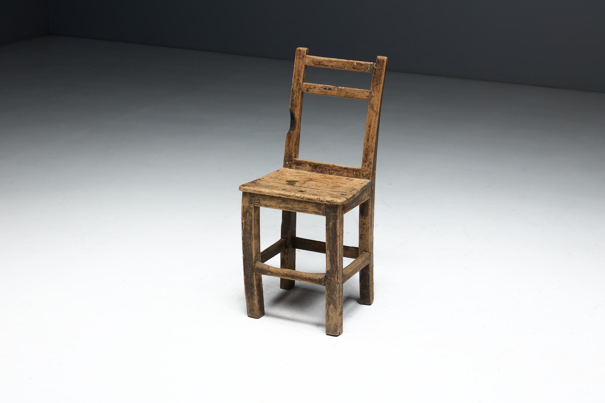 Rustic Vernacular Wooden Chair, France - 19th Century
