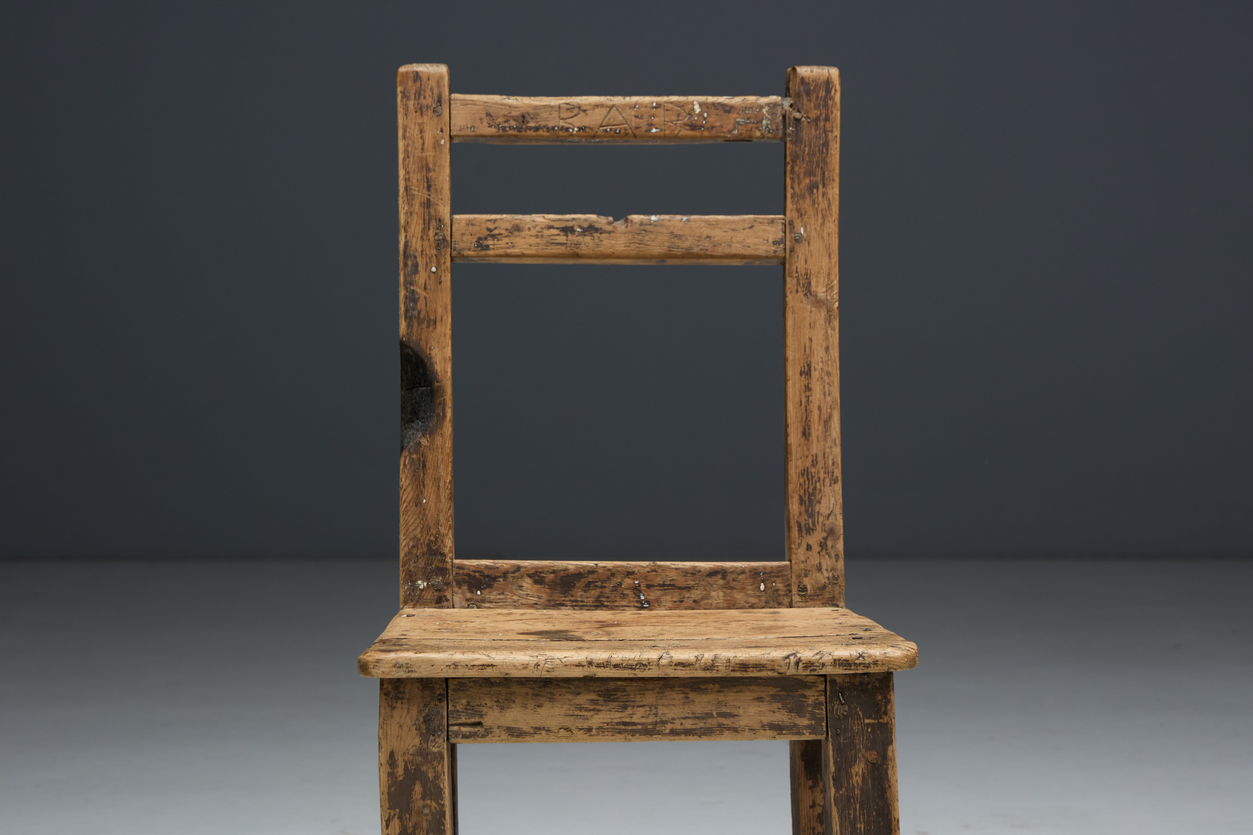 Rustic Vernacular Wooden Chair, France - 19th Century