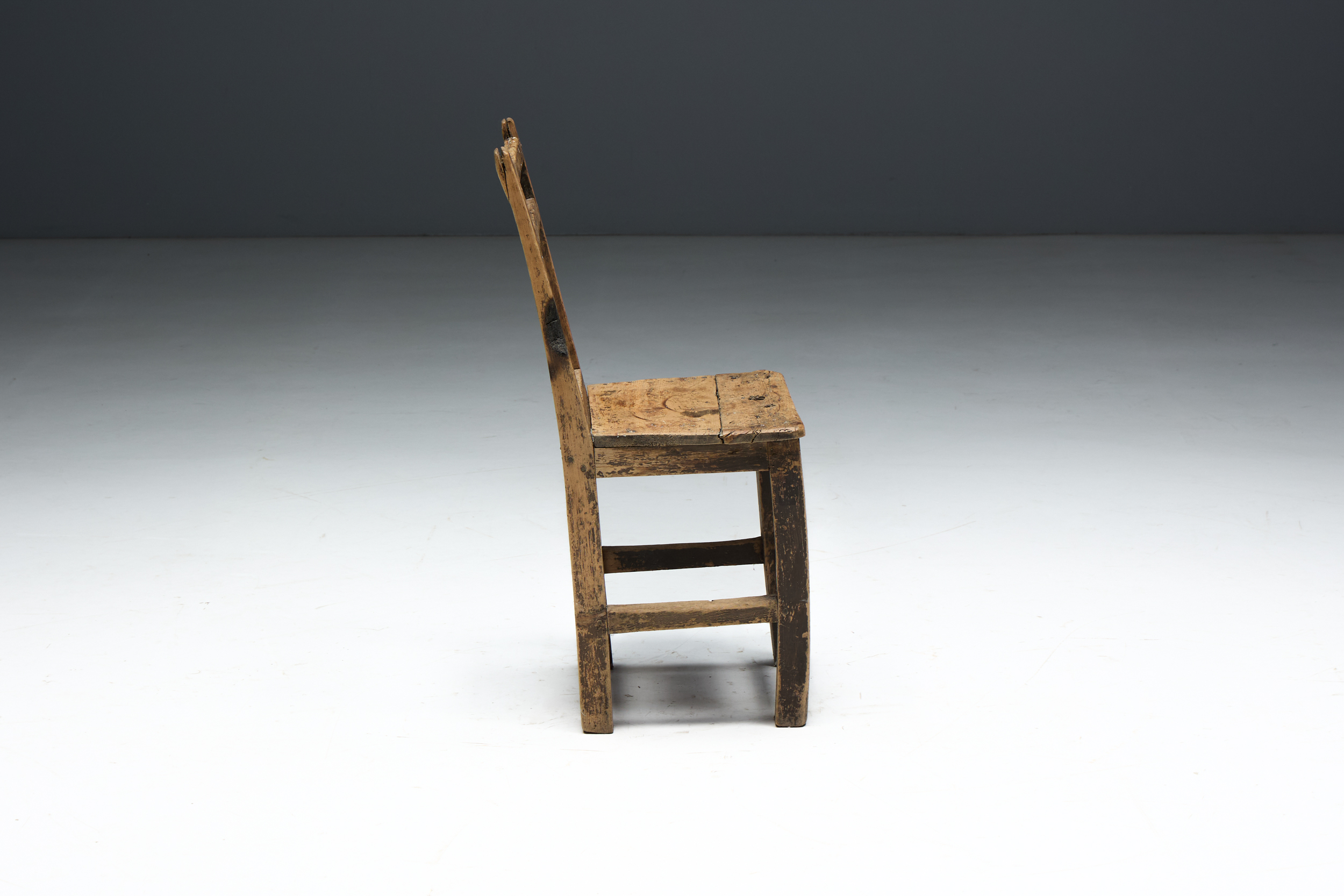 Rustic Vernacular Wooden Chair, France - 19th Century