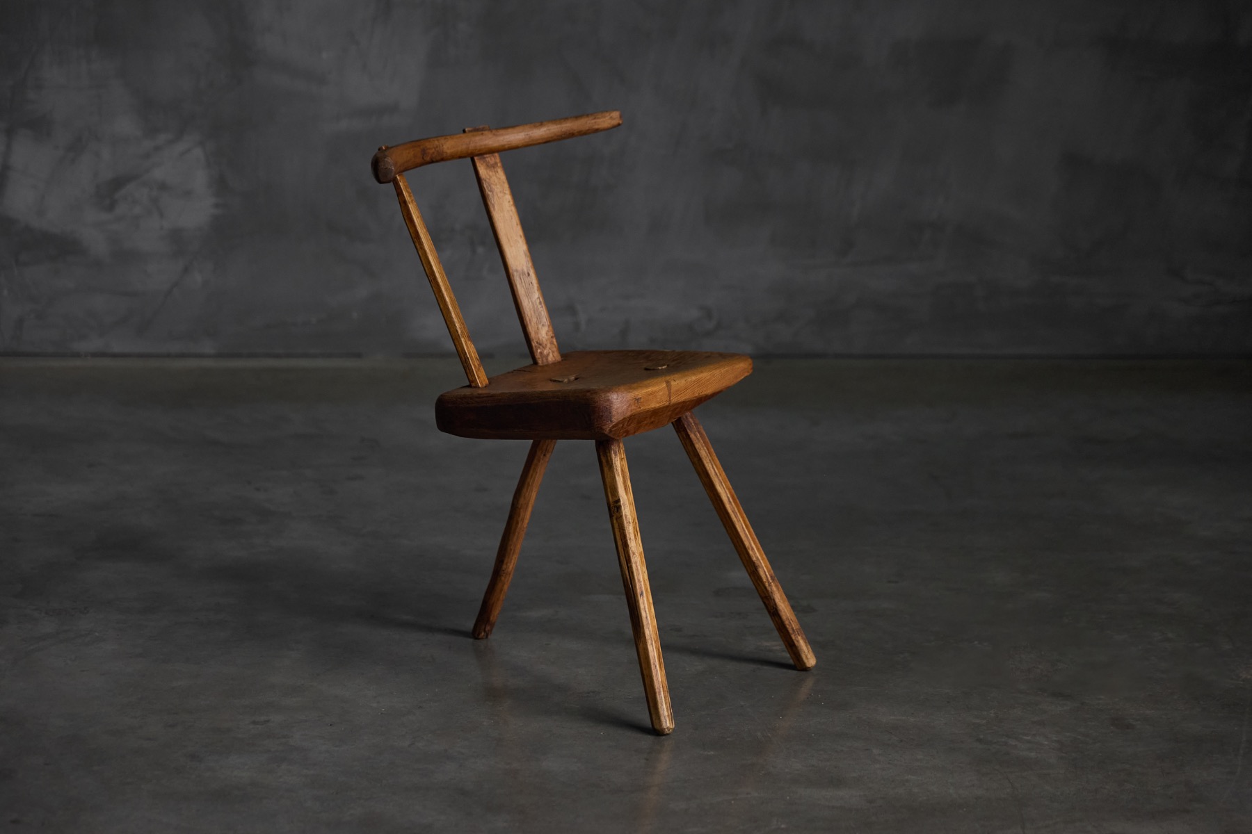 Rustic Wabi-Sabi Tripod Stool - Early 20th Century