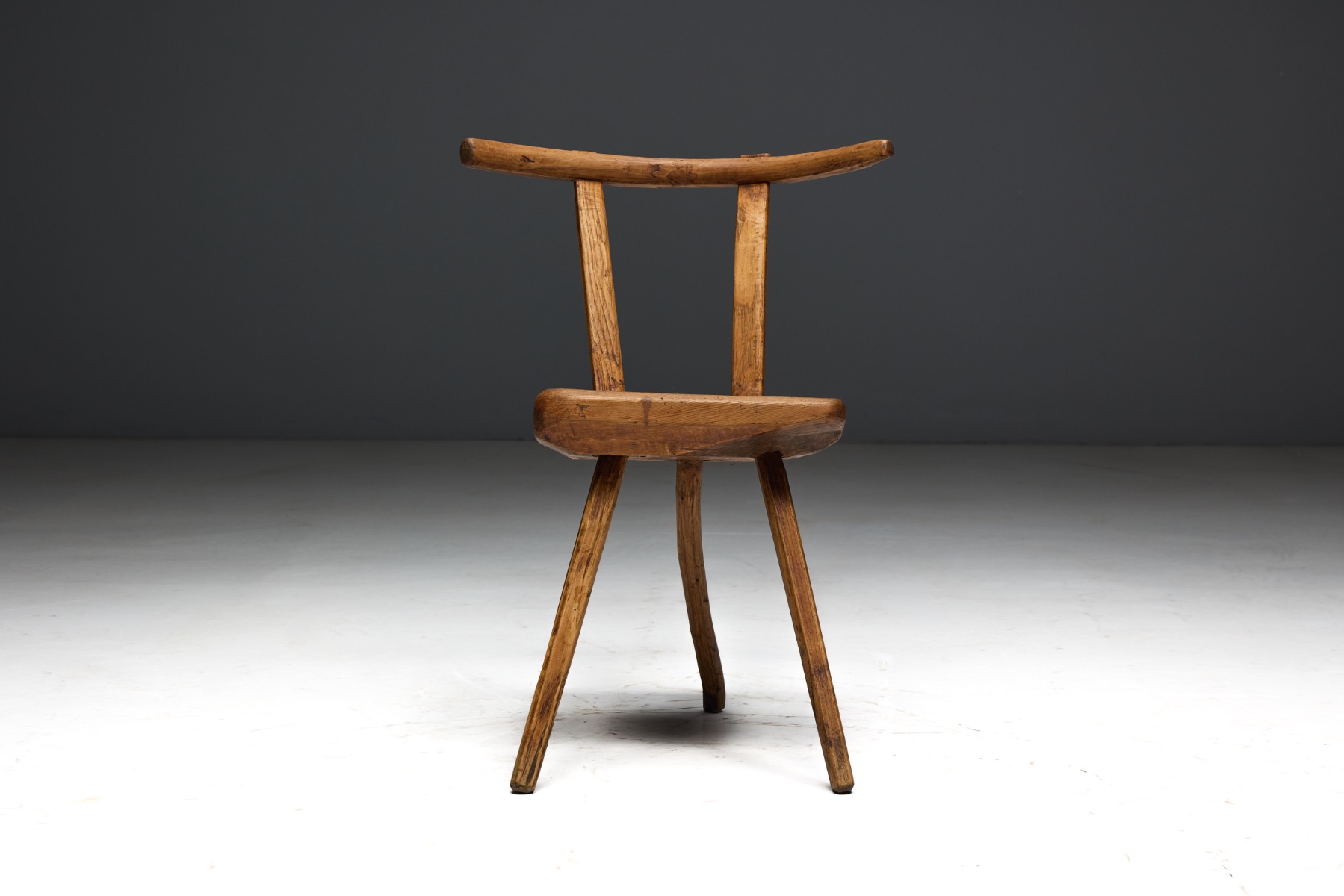 Rustic Wabi-Sabi Tripod Stool - Early 20th Century