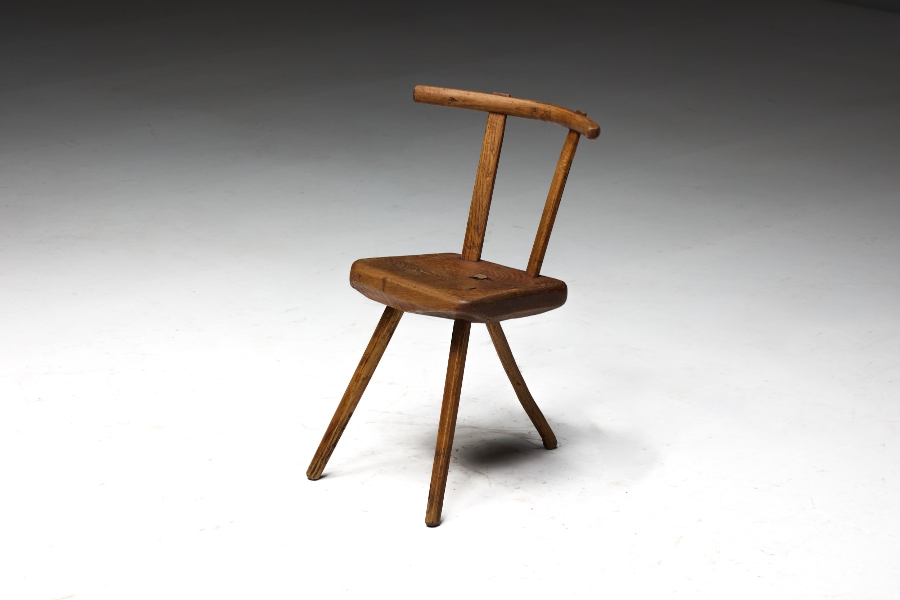 Rustic Wabi-Sabi Tripod Stool - Early 20th Century