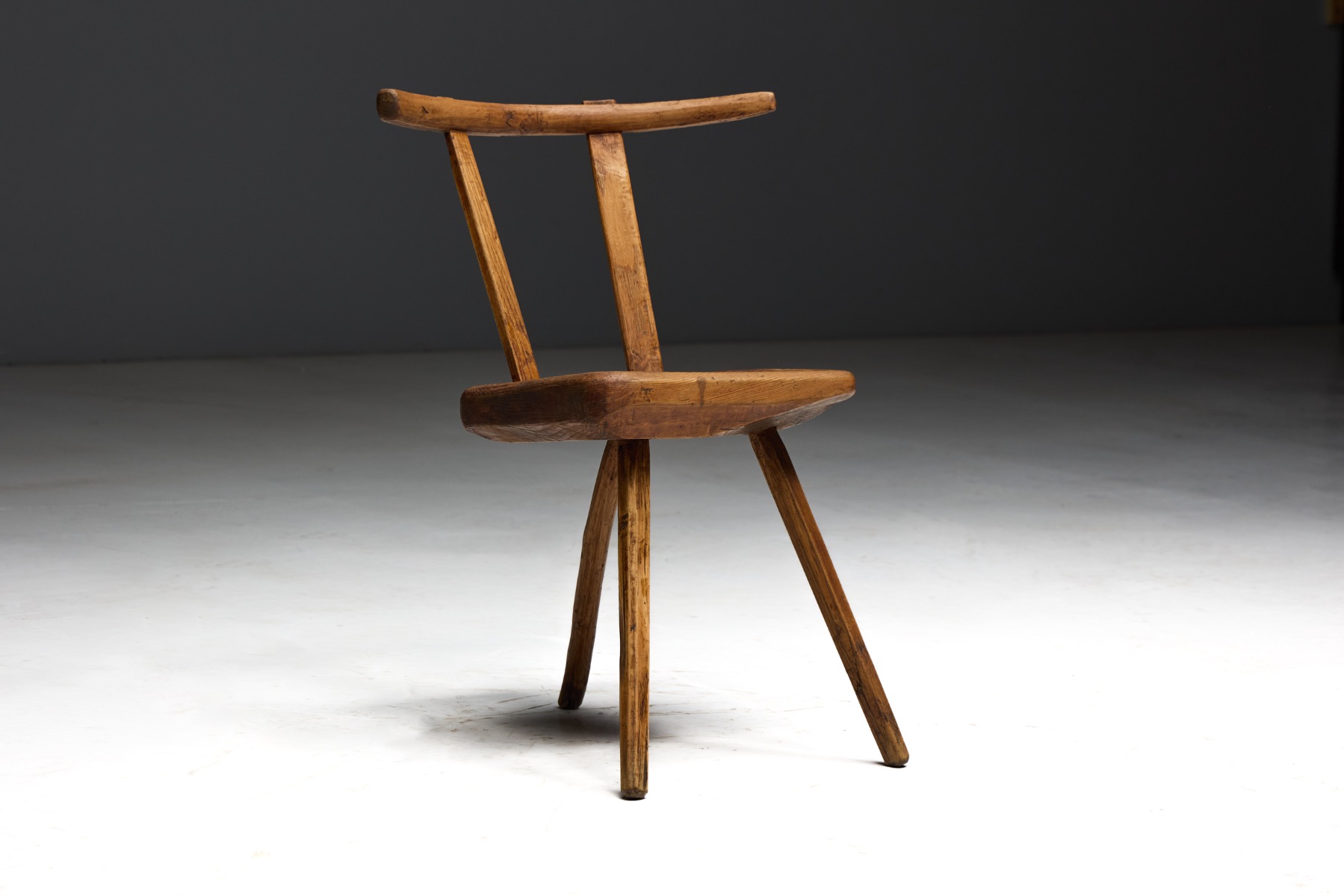 Rustic Wabi-Sabi Tripod Stool - Early 20th Century