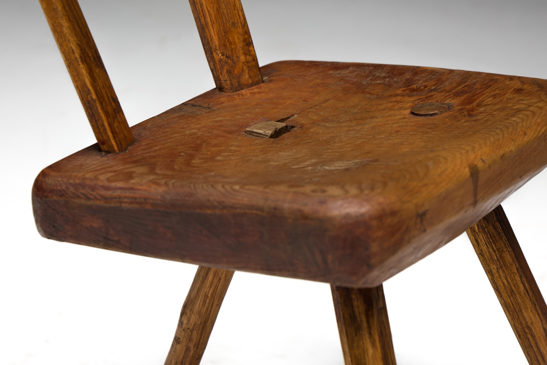 Rustic Wabi-Sabi Tripod Stool - Early 20th Century