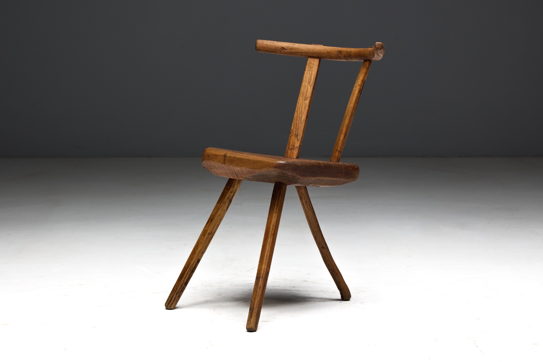 Rustic Wabi-Sabi Tripod Stool - Early 20th Century