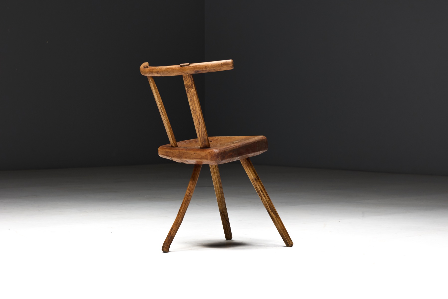 Rustic Wabi-Sabi Tripod Stool - Early 20th Century