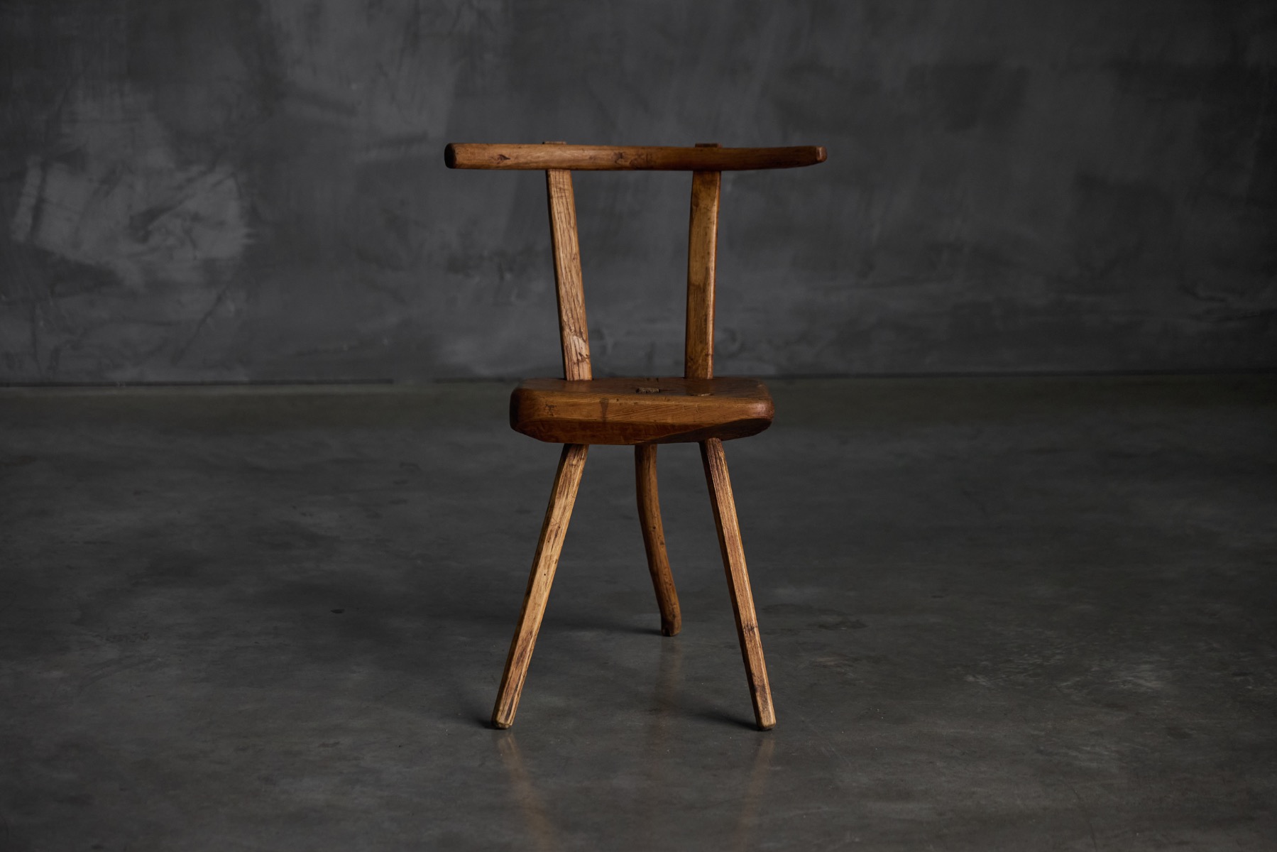 Rustic Wabi-Sabi Tripod Stool - Early 20th Century