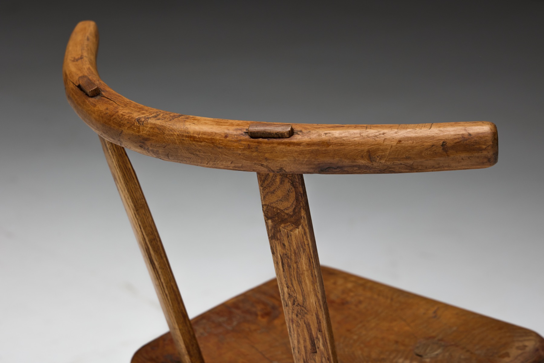 Rustic Wabi-Sabi Tripod Stool - Early 20th Century