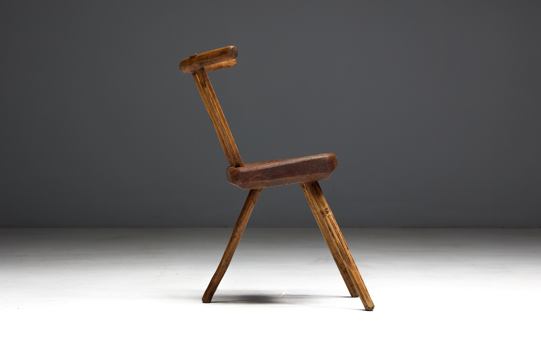 Rustic Wabi-Sabi Tripod Stool - Early 20th Century