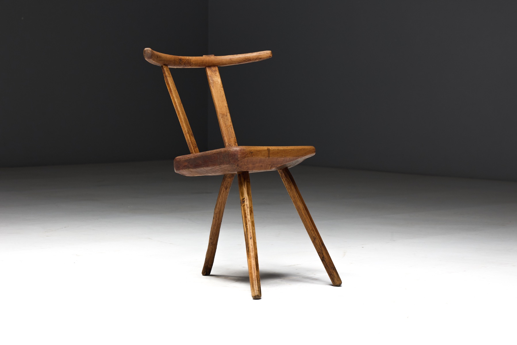 Rustic Wabi-Sabi Tripod Stool - Early 20th Century