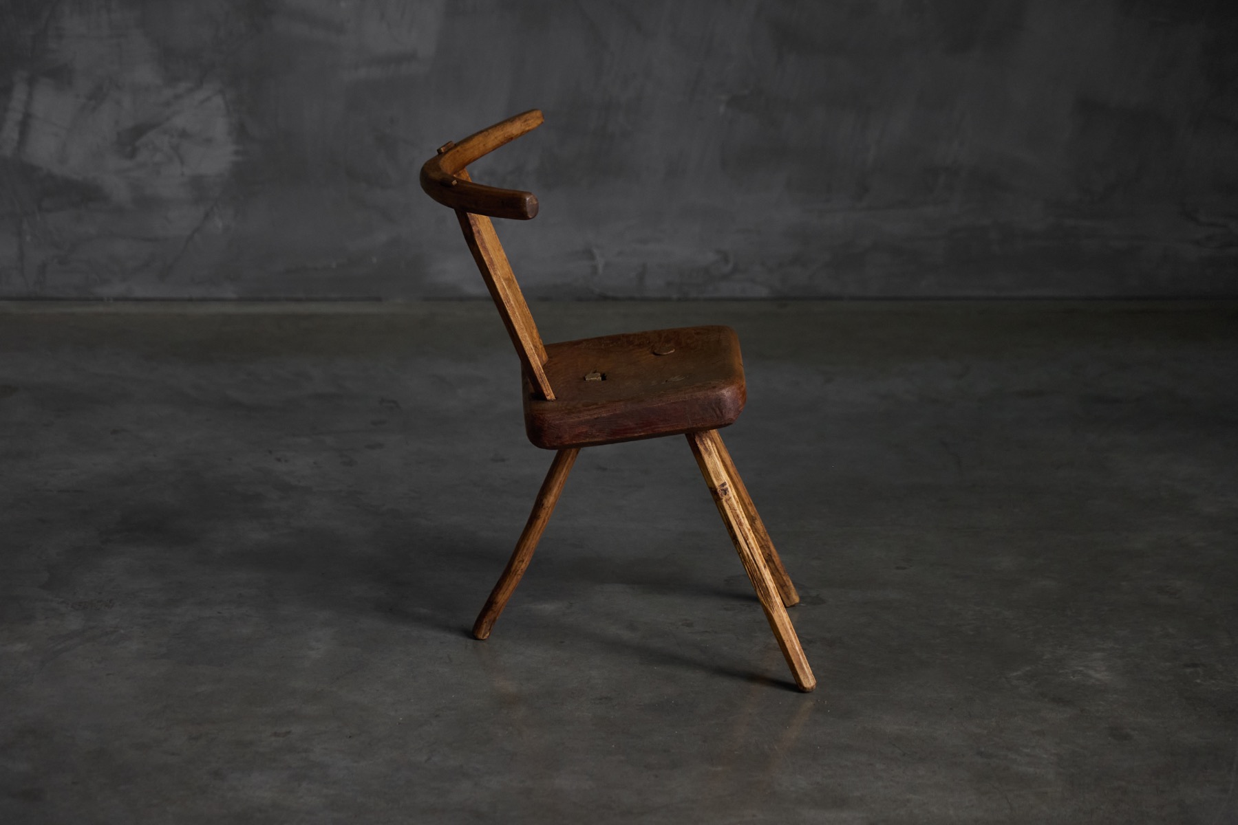 Rustic Wabi-Sabi Tripod Stool - Early 20th Century