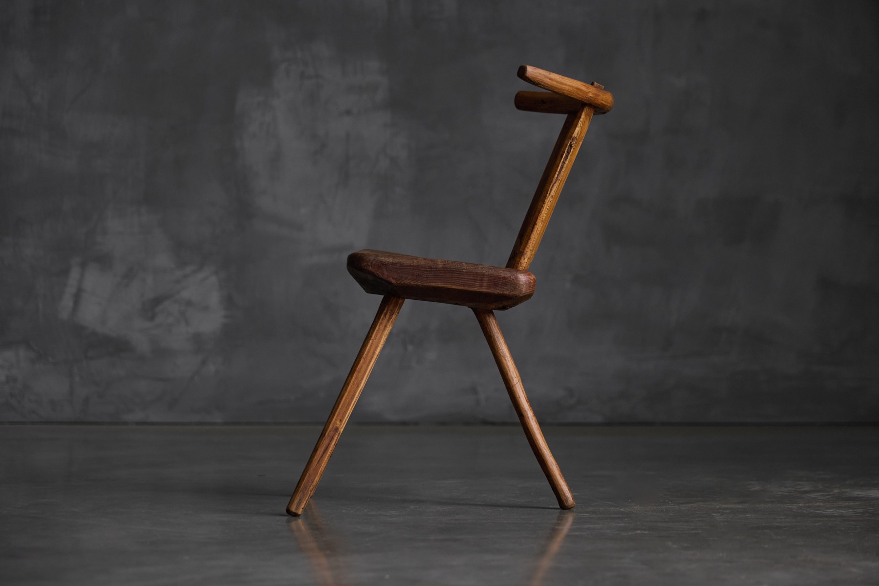Rustic Wabi-Sabi Tripod Stool - Early 20th Century