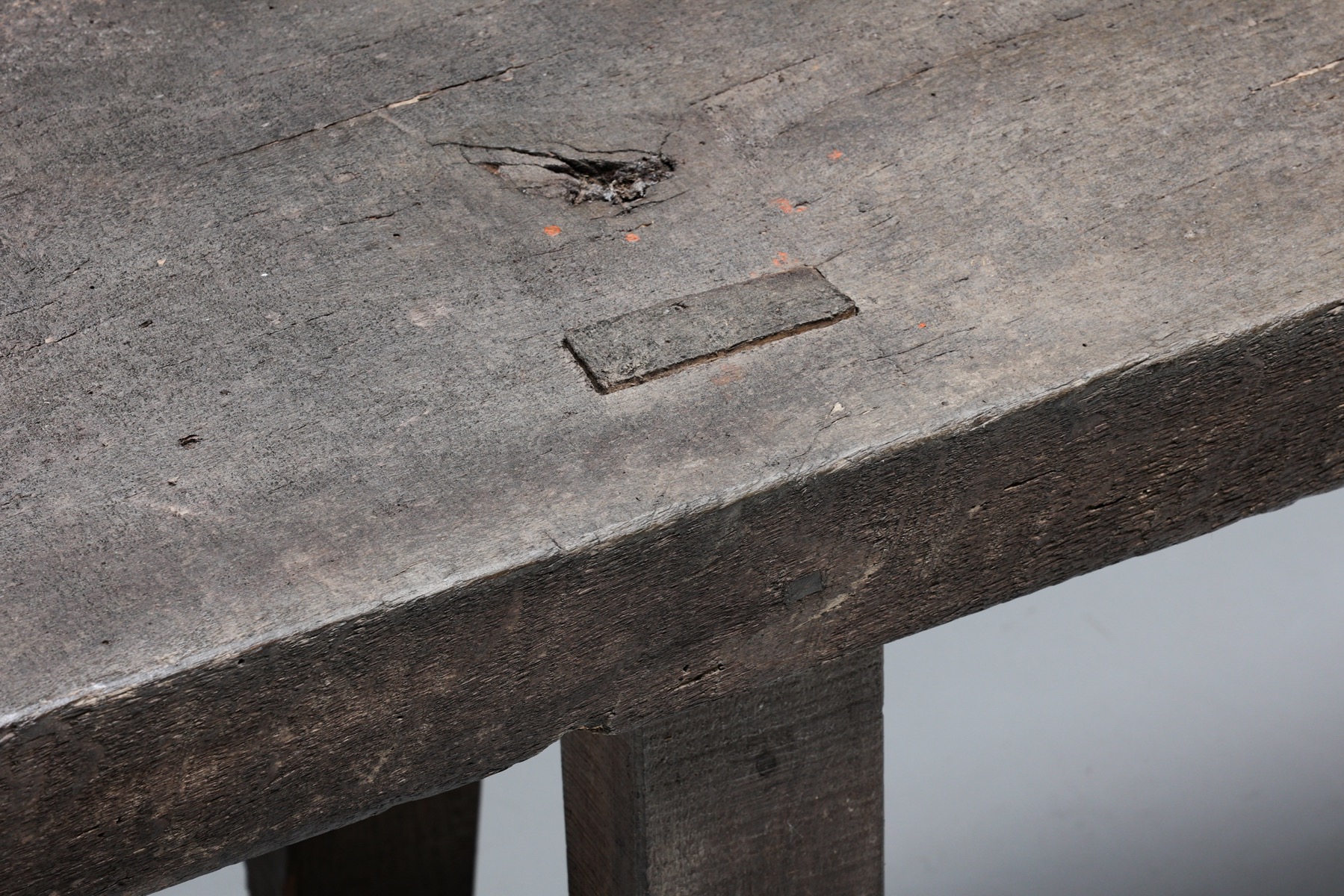 Rustic Wabi Sabi Dark Wood Bench - 1950's