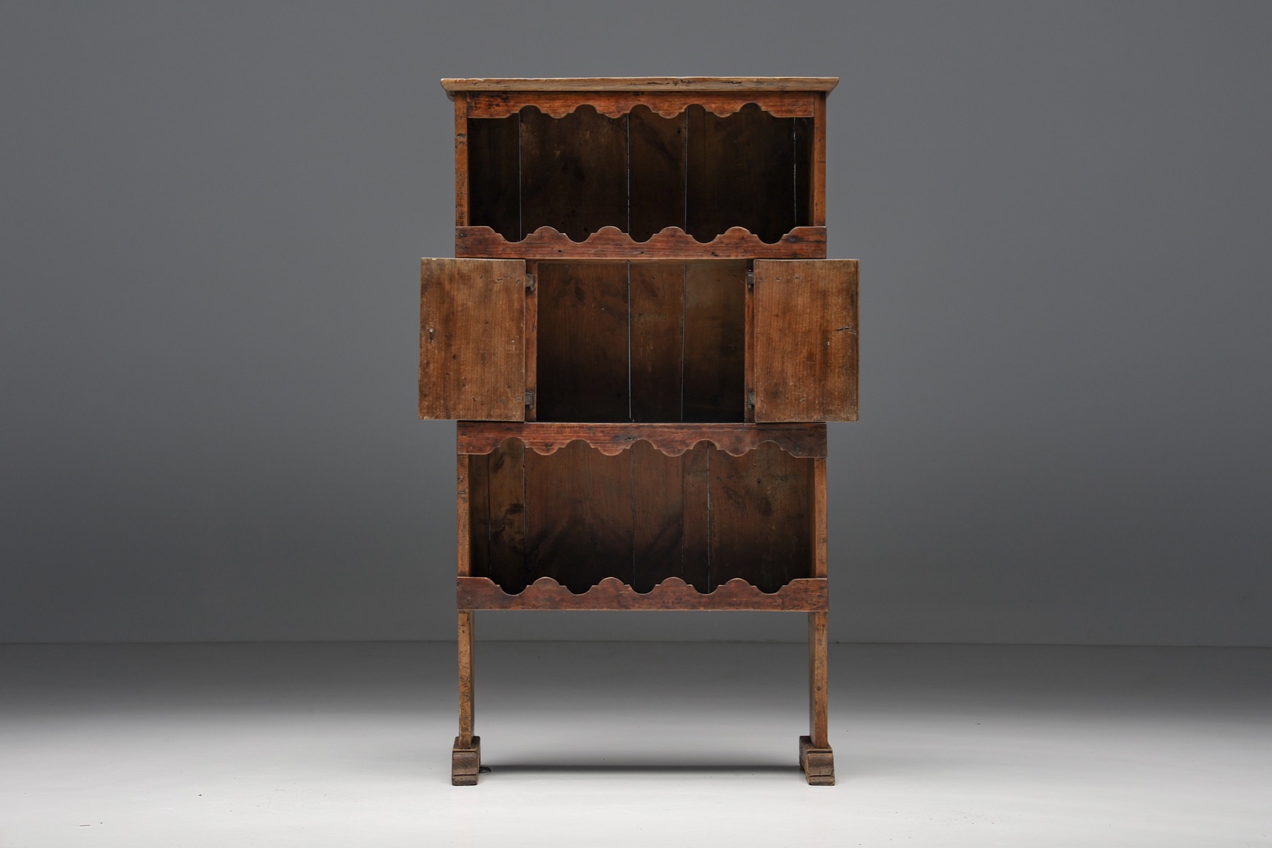 Art Populaire Dressoir with Flower Pattern - 19th Century
