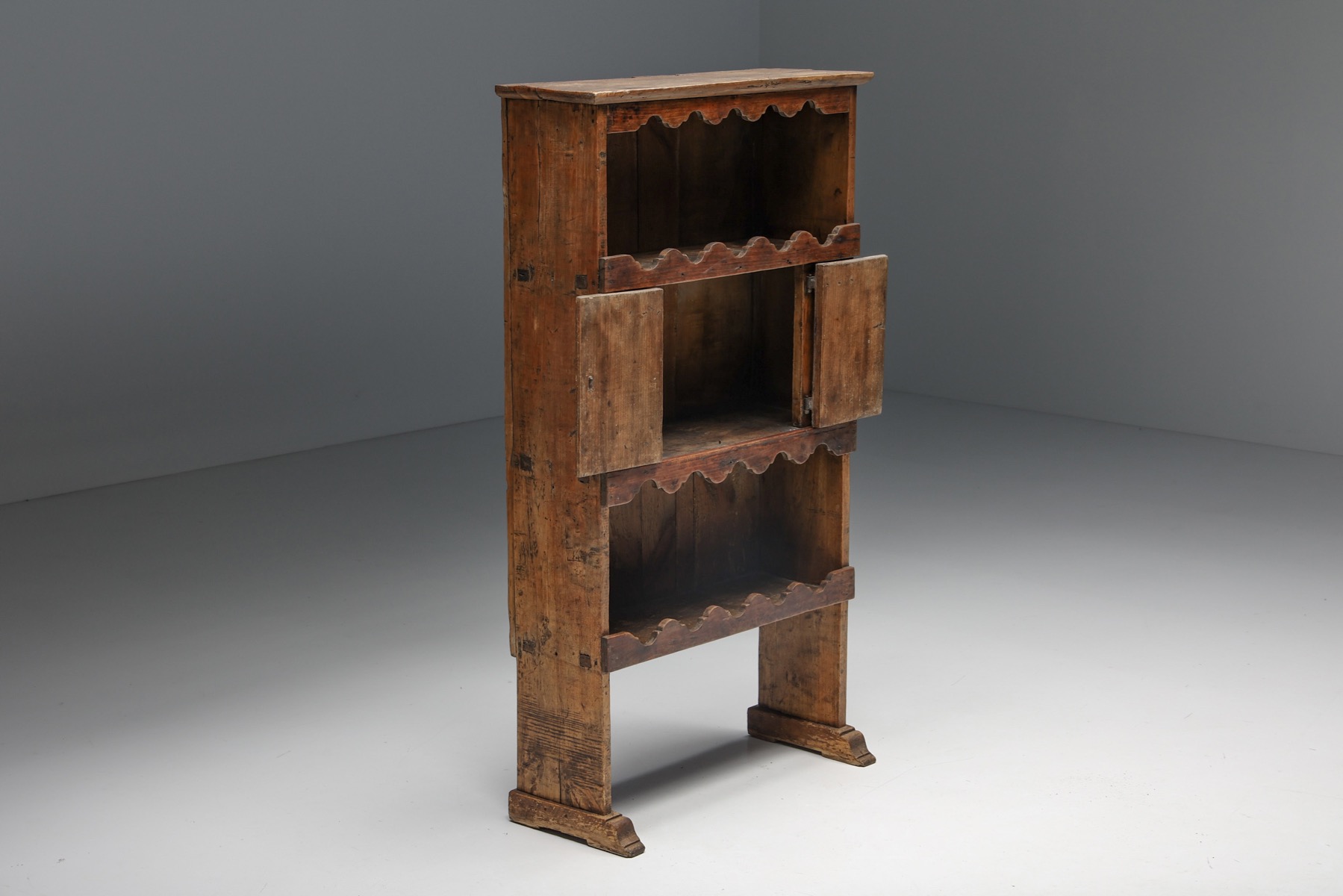 Art Populaire Dressoir with Flower Pattern - 19th Century