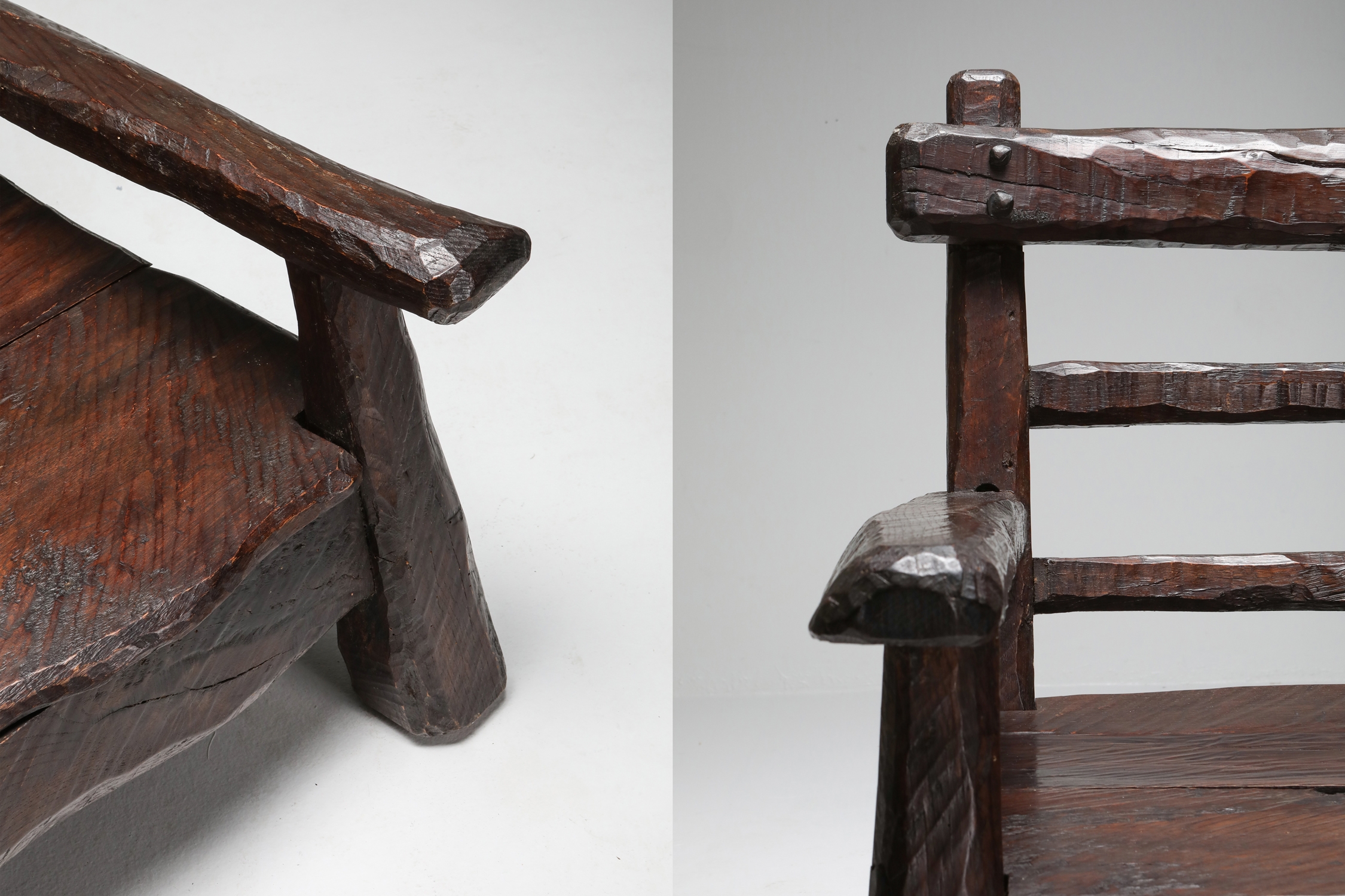 Wabi Sabi Rustic Lounge Chairs In Pine - 1950s