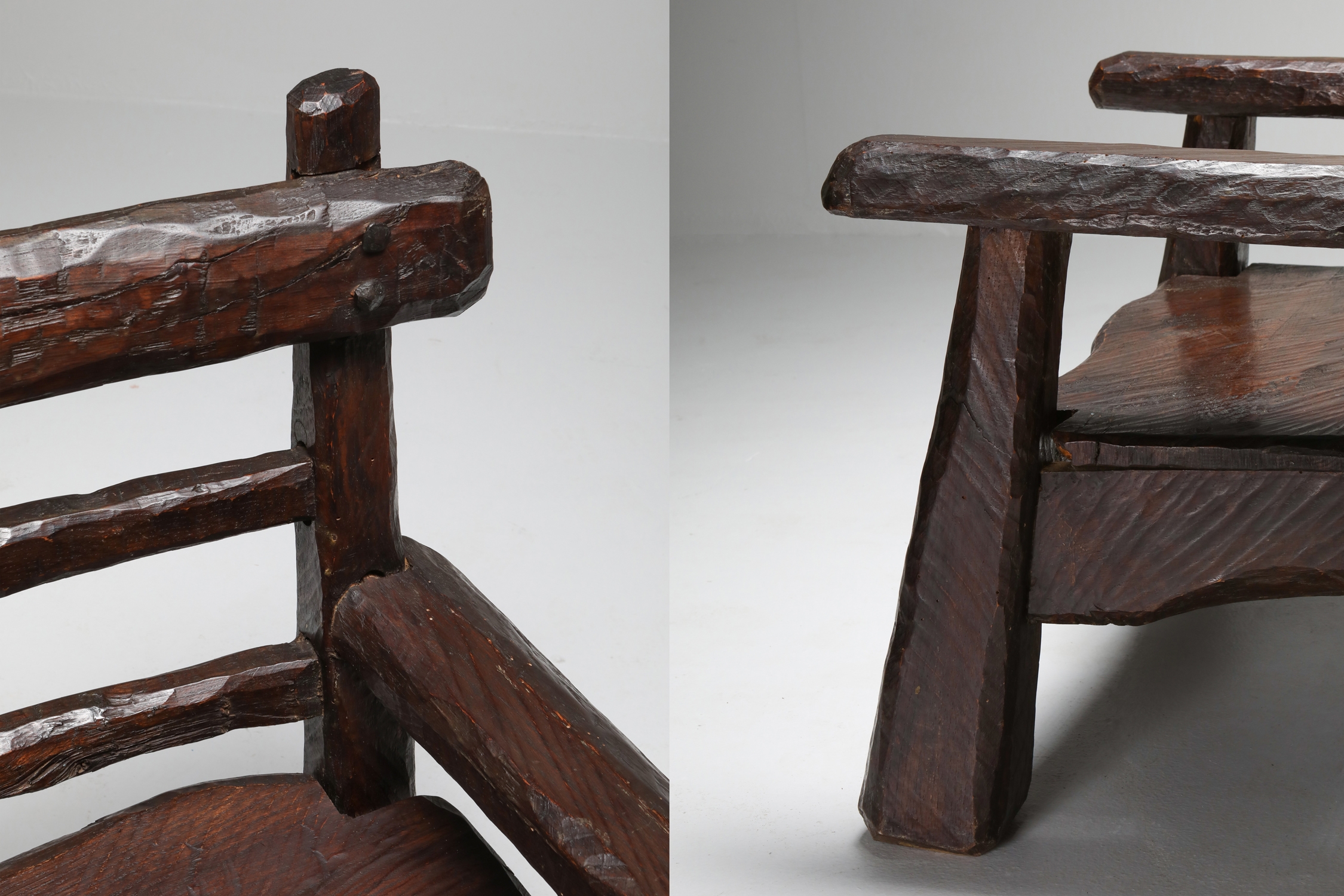 Wabi Sabi Rustic Lounge Chairs In Pine - 1950s