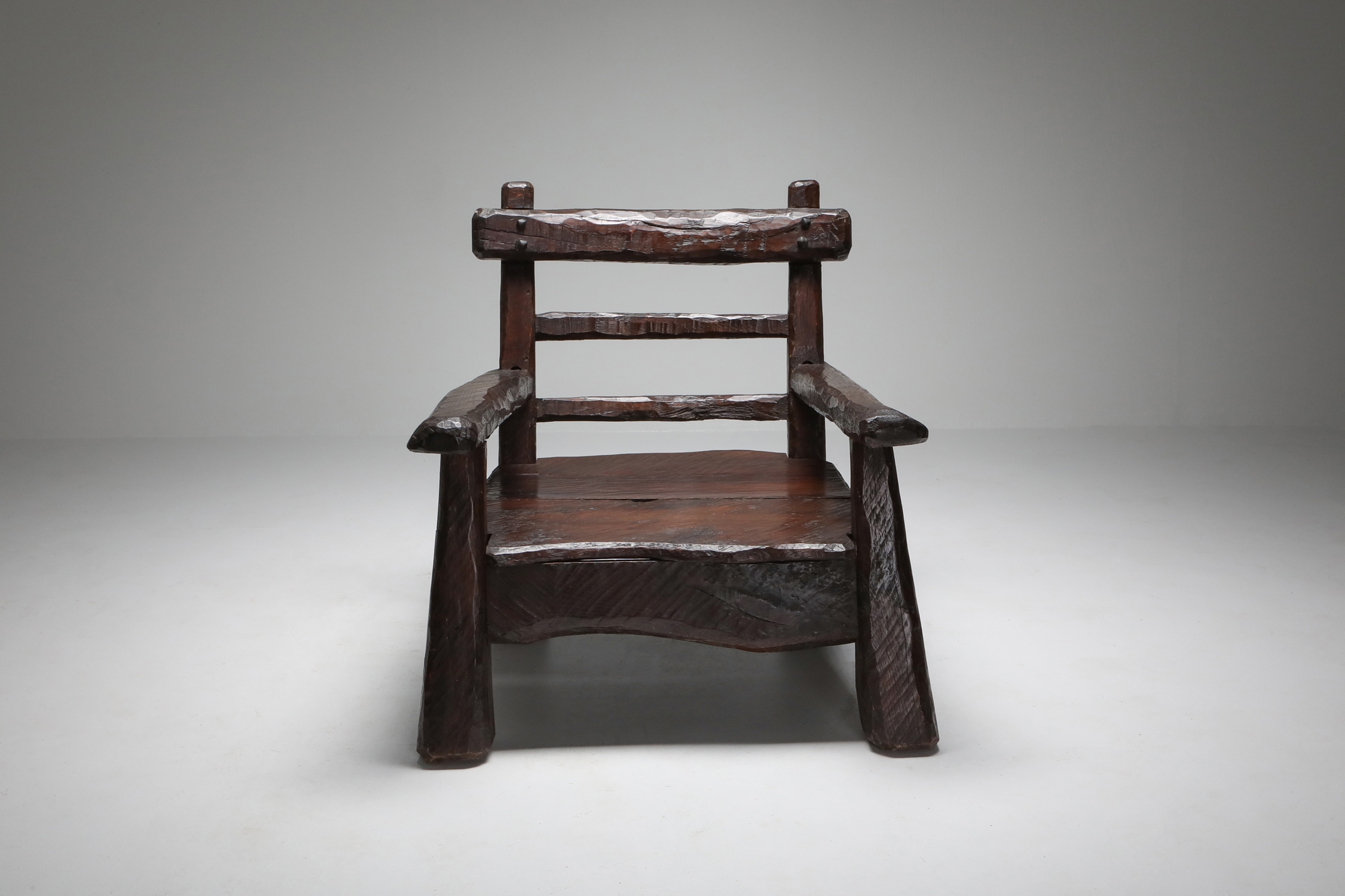 Wabi Sabi Rustic Lounge Chairs In Pine - 1950s