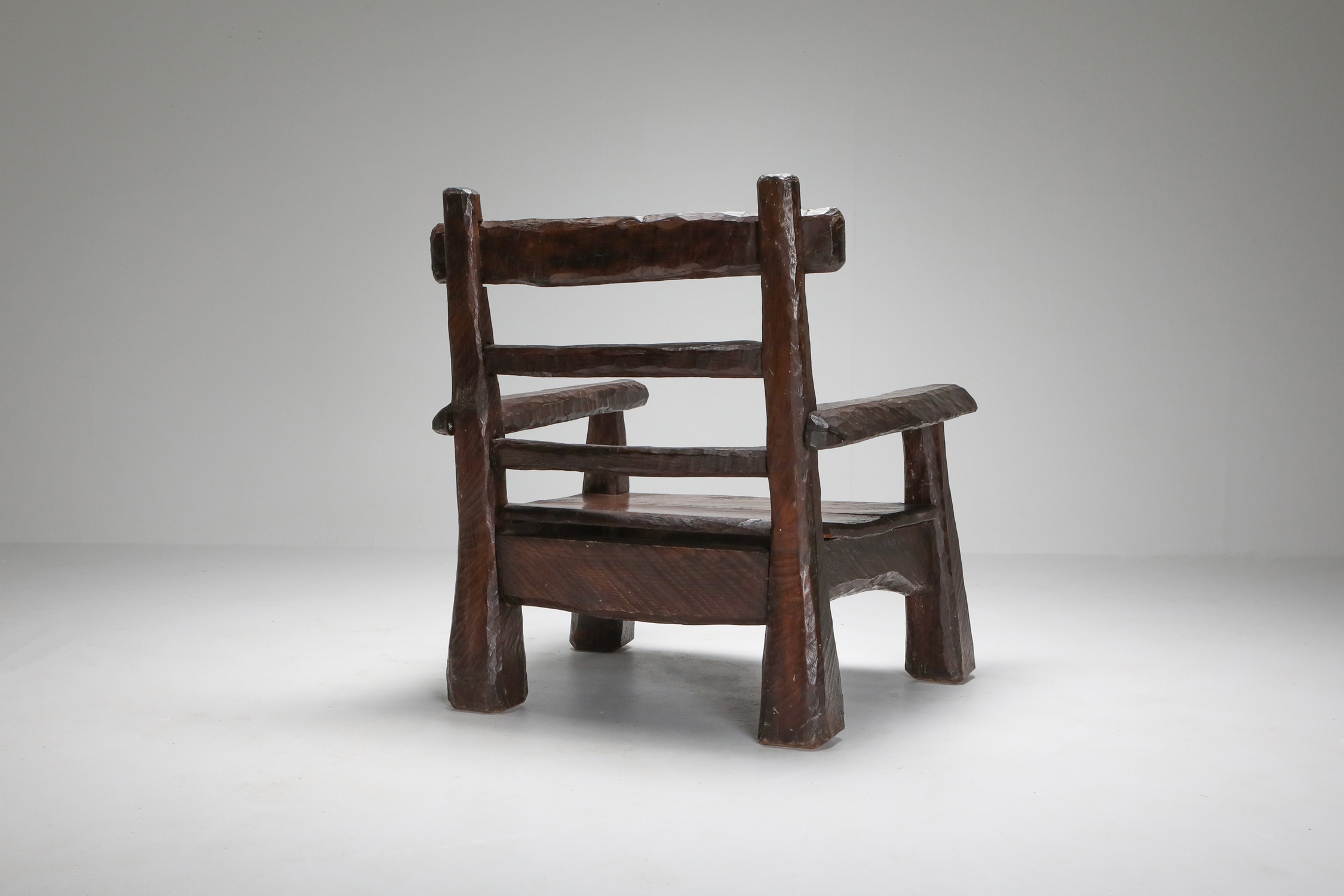 Wabi Sabi Rustic Lounge Chairs In Pine - 1950s