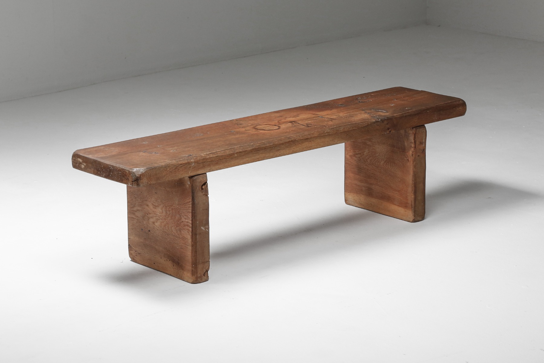 Rustic Wabi-Sabi Oak Bench with charismatic patina - 1850's