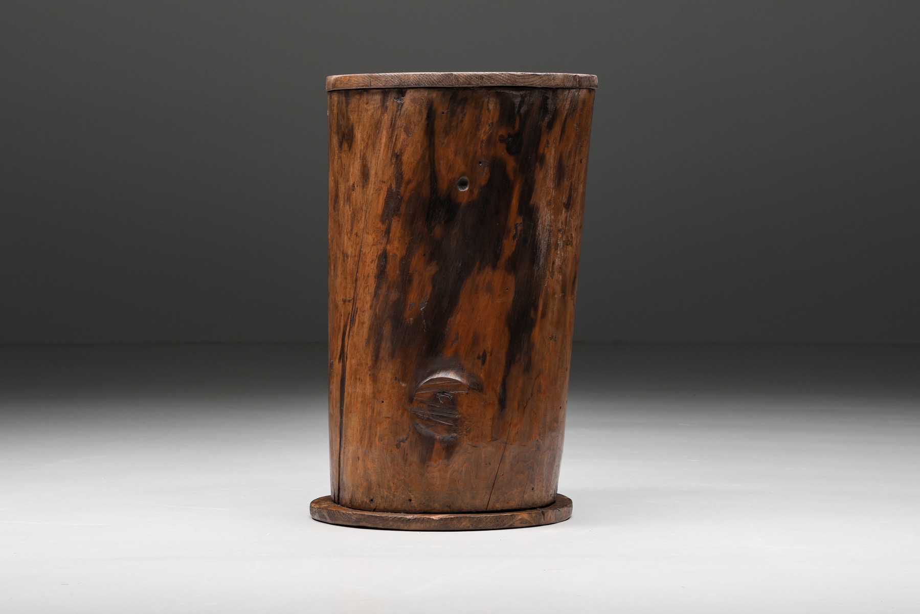 Rustic Side Table with Door, Monoxylite, Haut Savoie, Auvergnat, 19th Century
