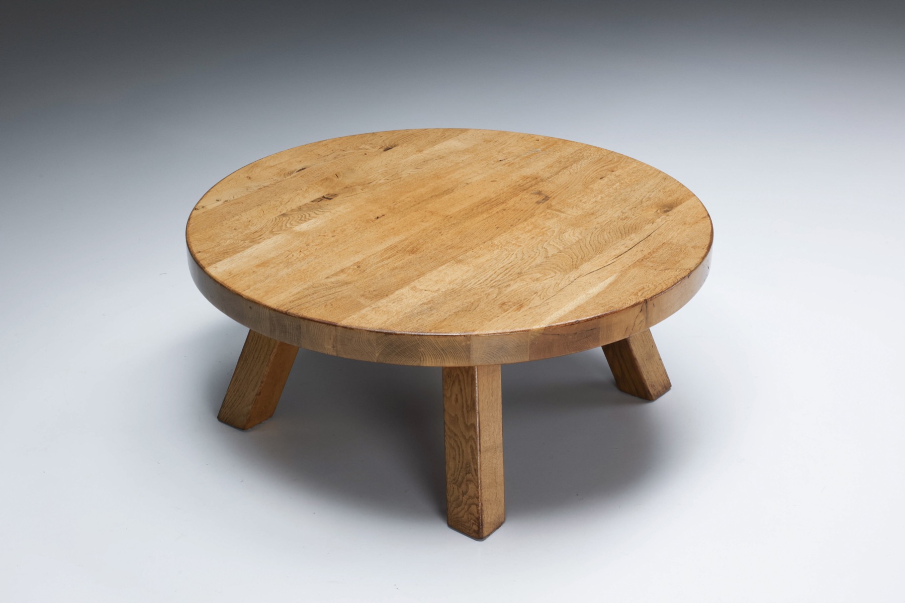Rustic Wooden Round Coffee Table - 1950's