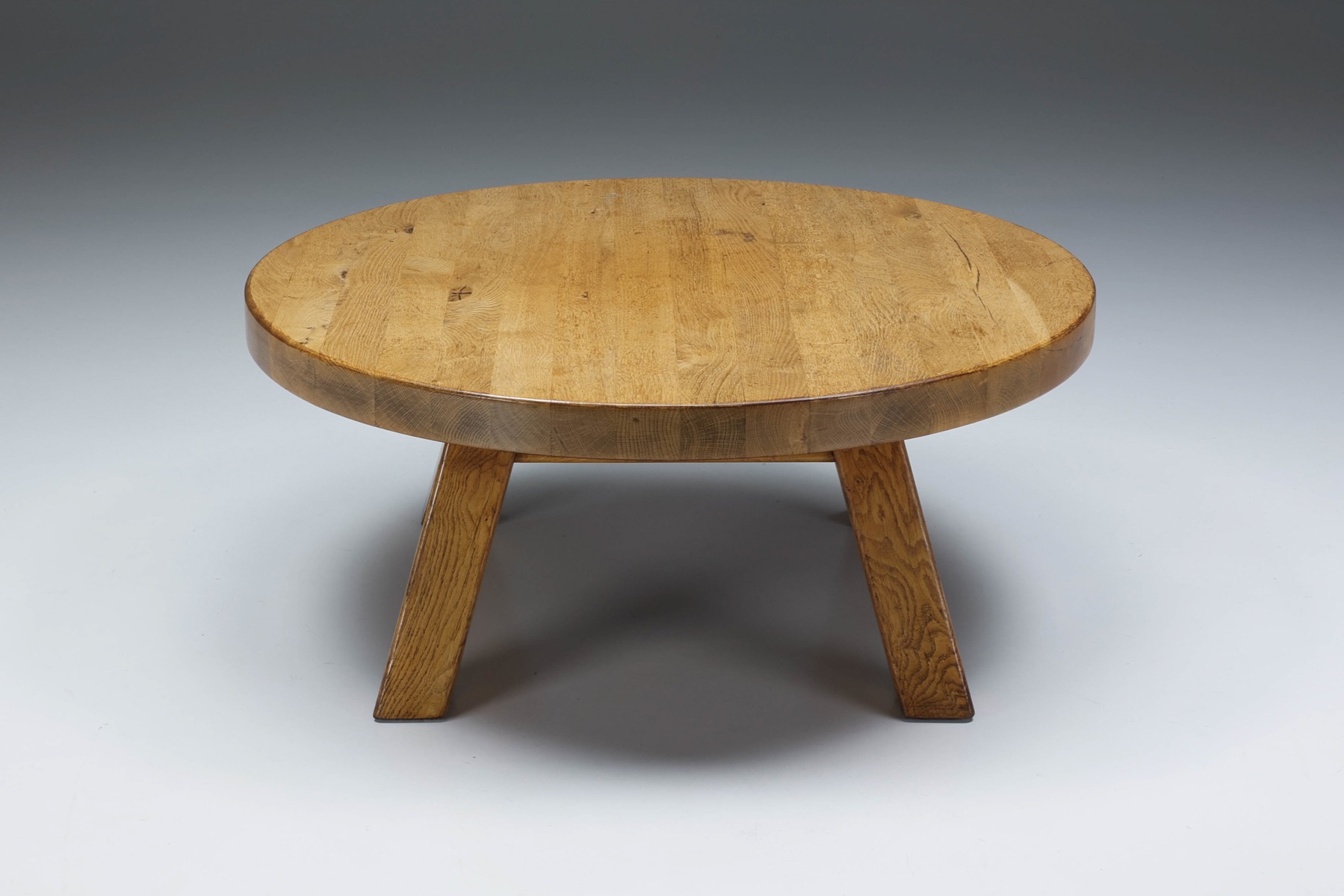 Rustic Wooden Round Coffee Table - 1950's