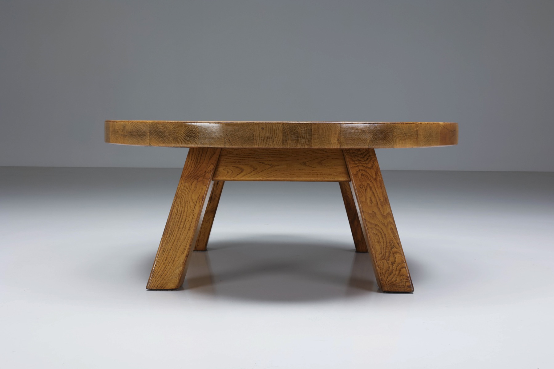 Rustic Wooden Round Coffee Table - 1950's