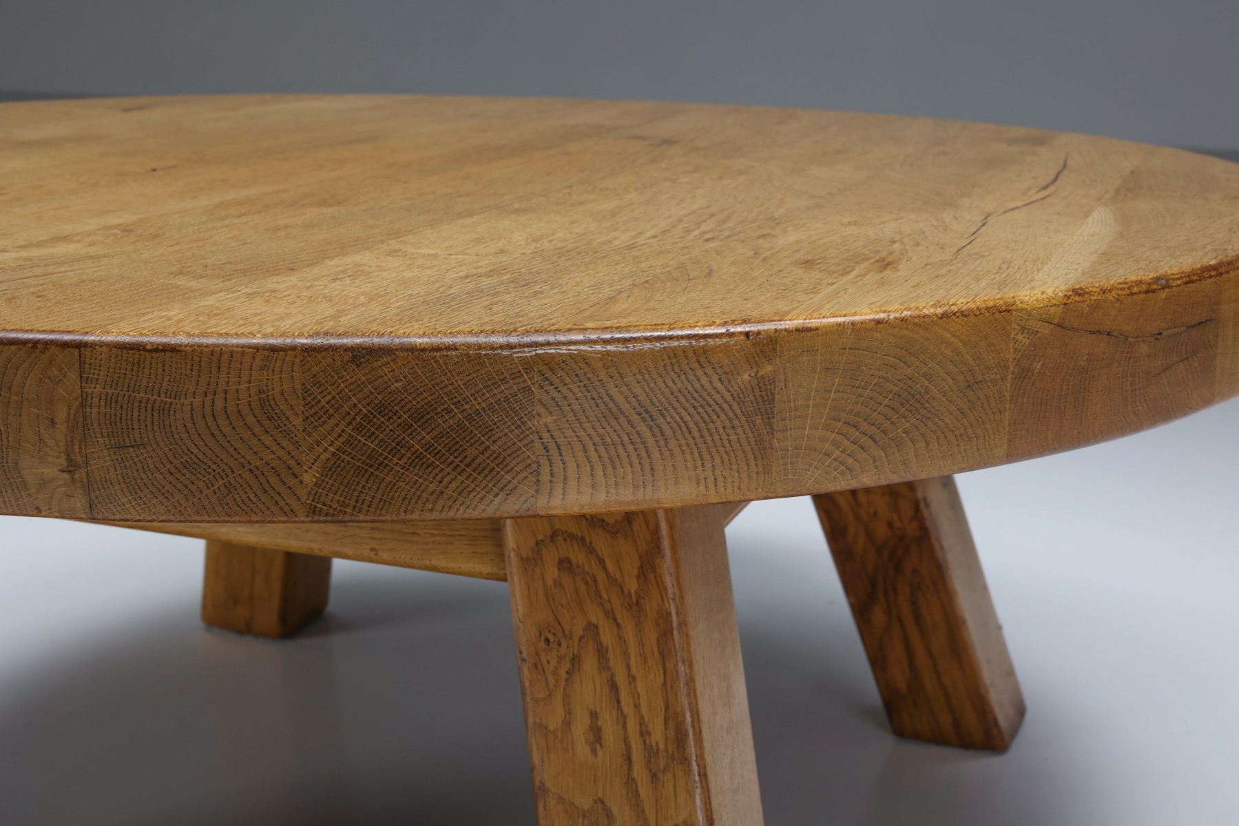 Rustic Wooden Round Coffee Table - 1950's