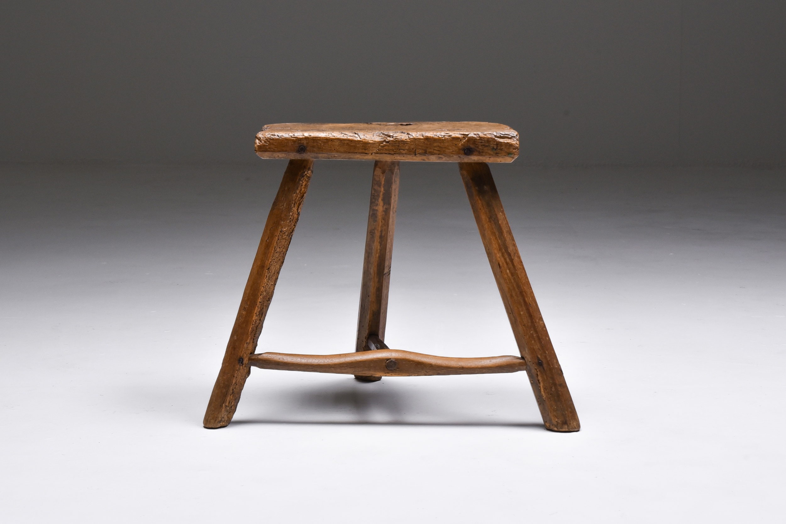 Set of rustic wabi sabi wooden milk stools - 1850's