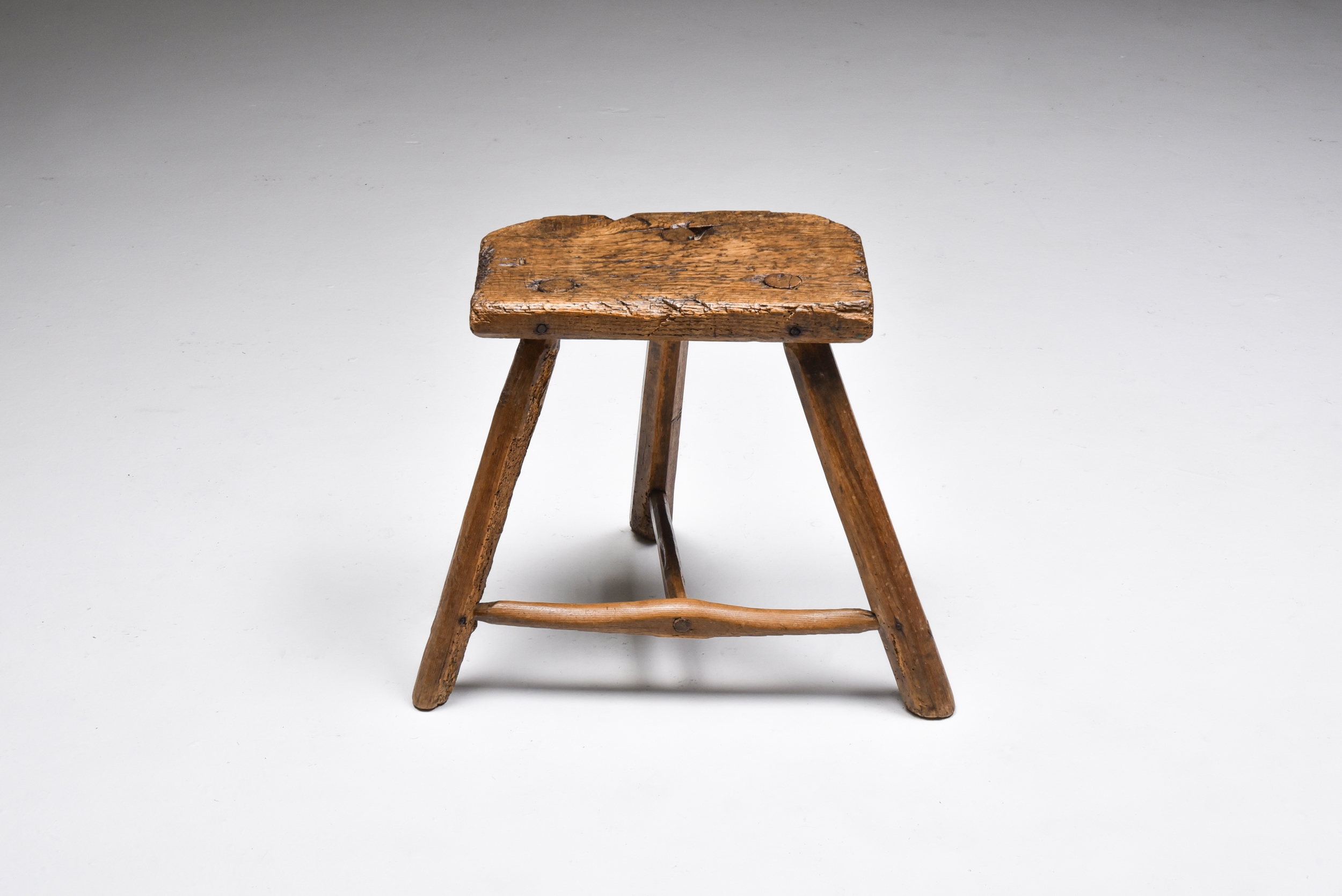 Set of rustic wabi sabi wooden milk stools - 1850's
