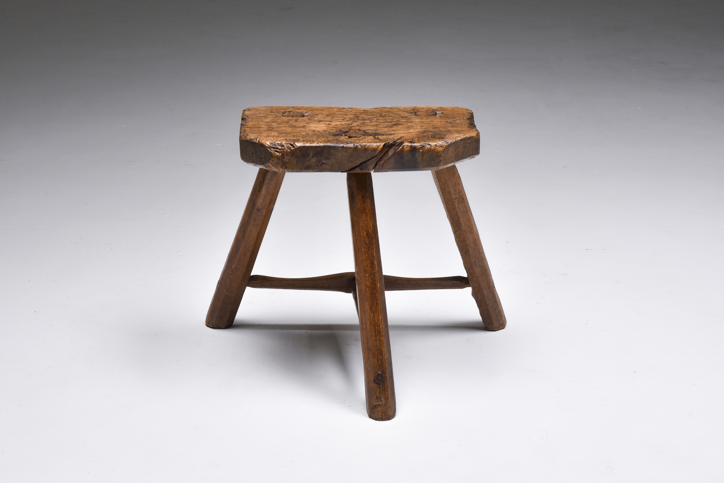 Set of rustic wabi sabi wooden milk stools - 1850's
