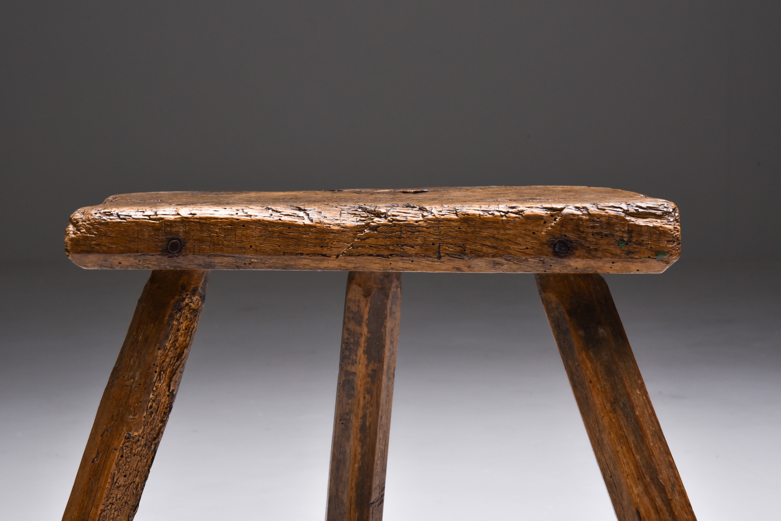 Set of rustic wabi sabi wooden milk stools - 1850's