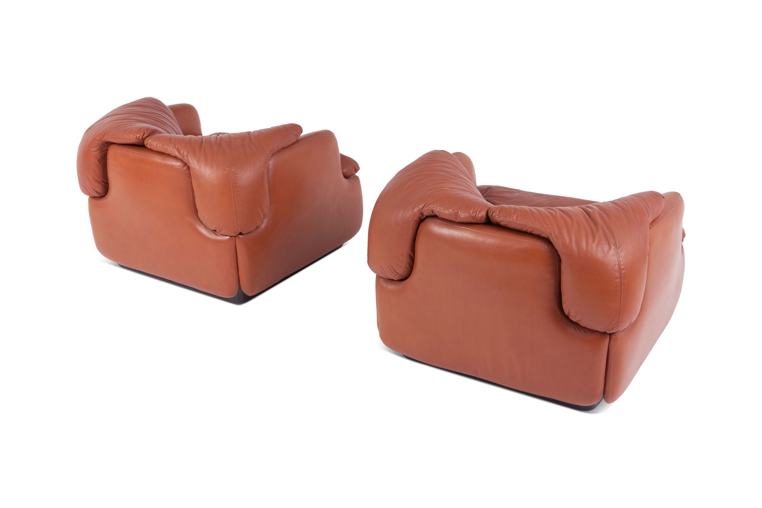 Leather Club Chairs For Saporiti, Alberto Rosselli - 1970s