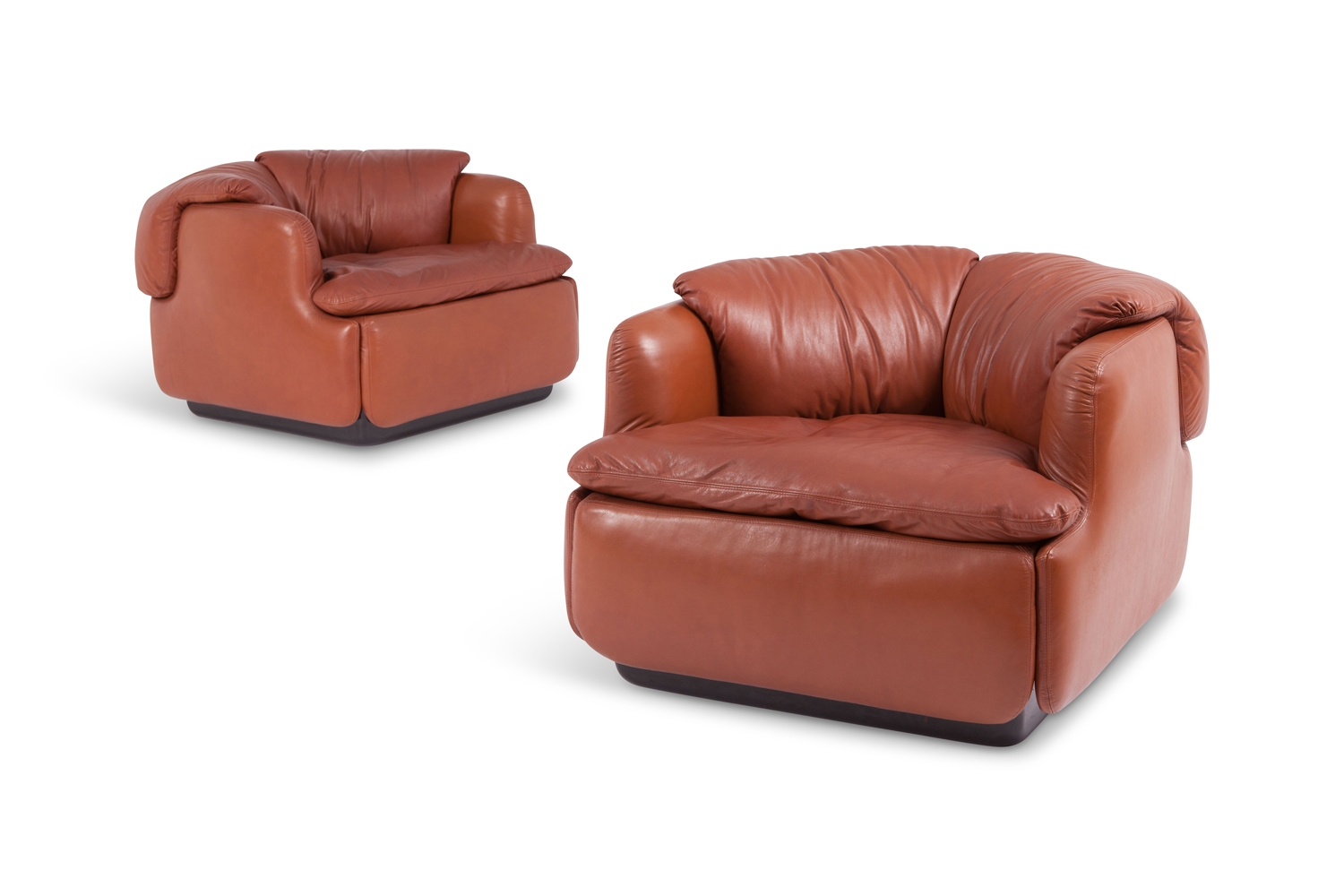 Leather Club Chairs For Saporiti, Alberto Rosselli - 1970s