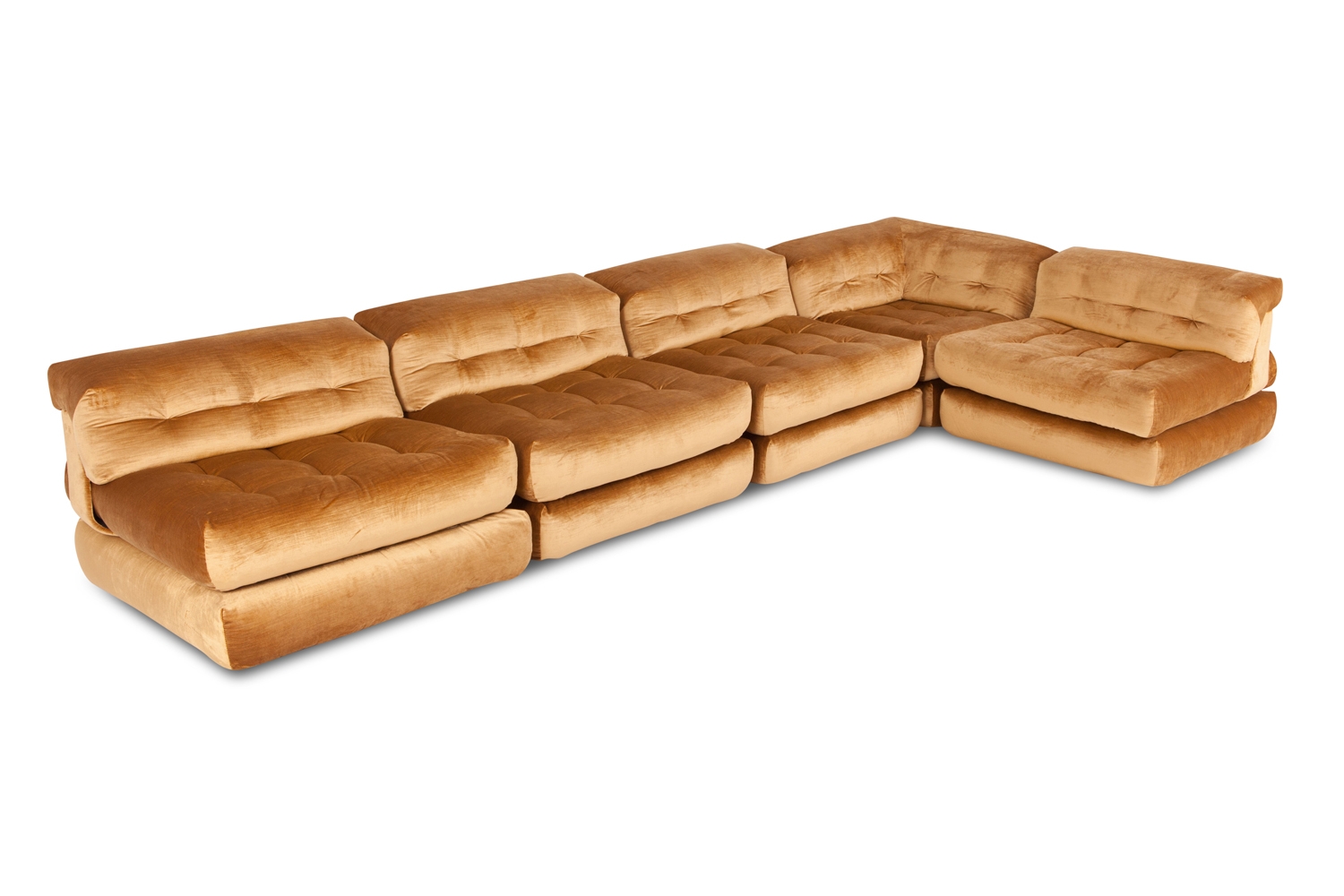 Roche Bobois Mah Jong Modular Sofa In Gold Velvet - 1970s