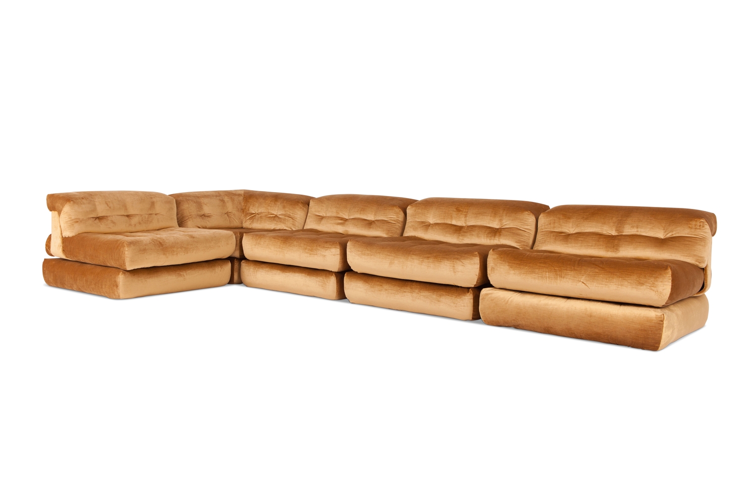Roche Bobois Mah Jong Modular Sofa In Gold Velvet - 1970s