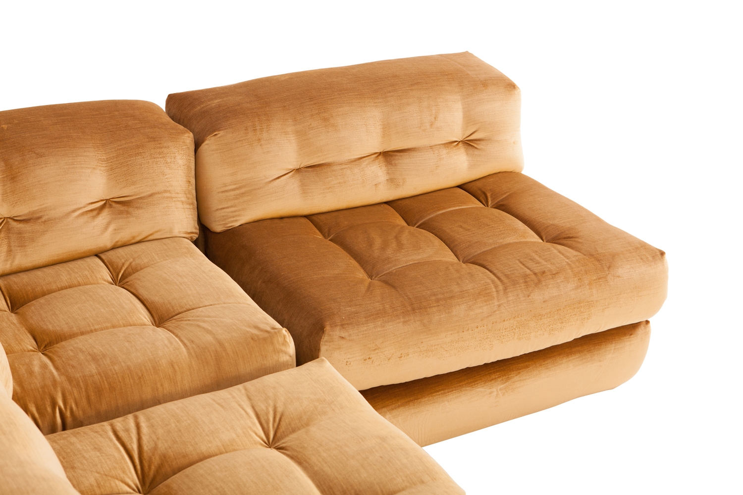Roche Bobois Mah Jong Modular Sofa In Gold Velvet - 1970s