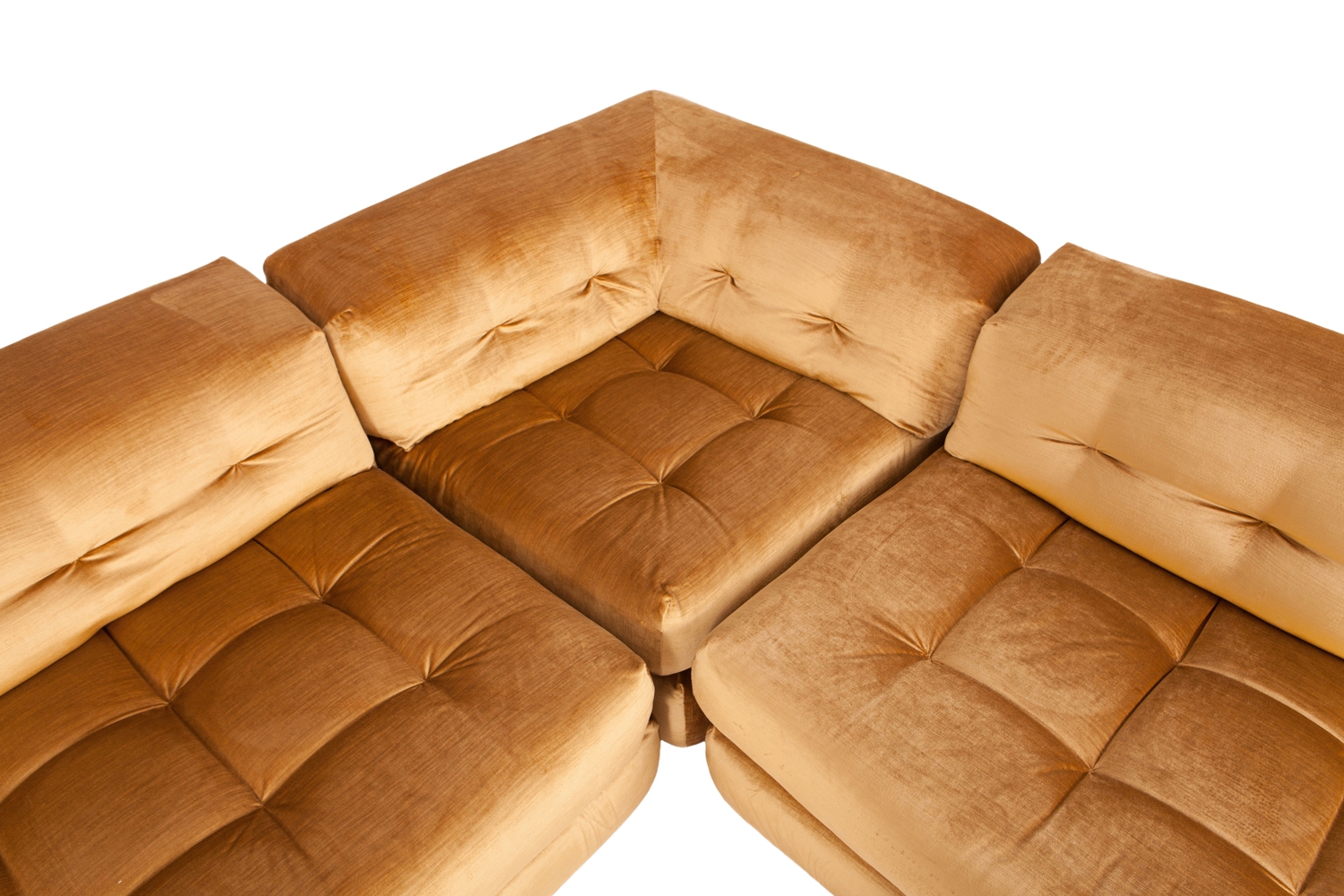 Roche Bobois Mah Jong Modular Sofa In Gold Velvet - 1970s