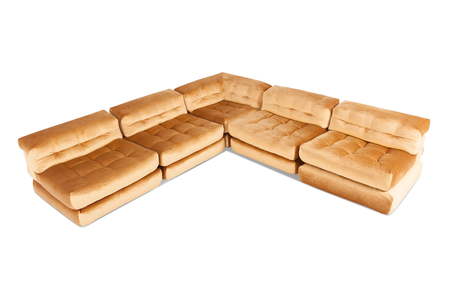 Roche Bobois Mah Jong Modular Sofa In Gold Velvet - 1970s
