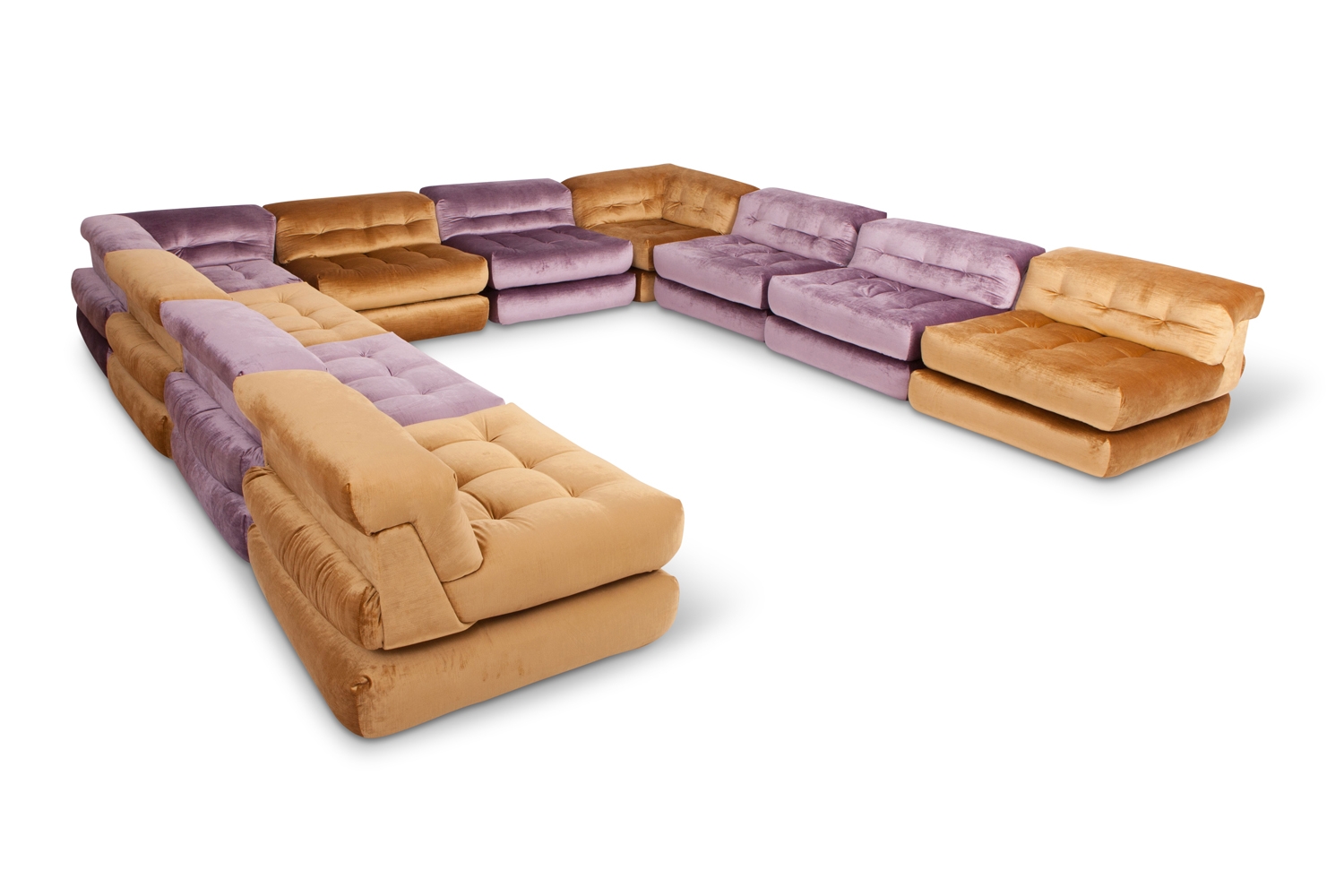 Roche Bobois Mah Jong Modular Sofa In Gold Velvet - 1970s