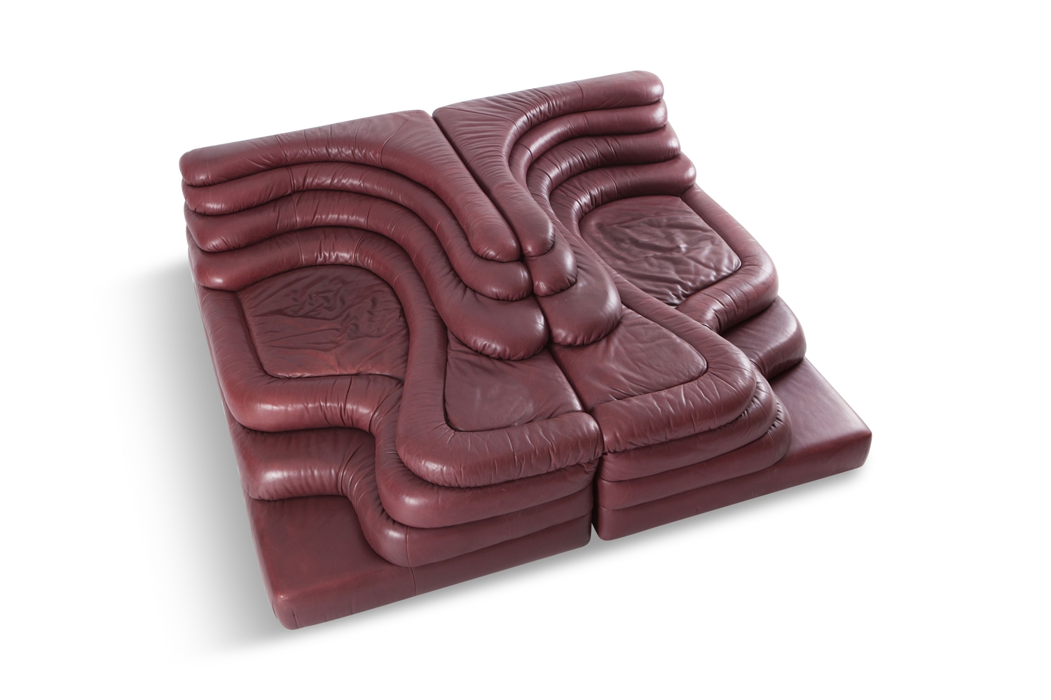 De Sede Leather Landscape Sofa's, Ubald Klug - 1970s