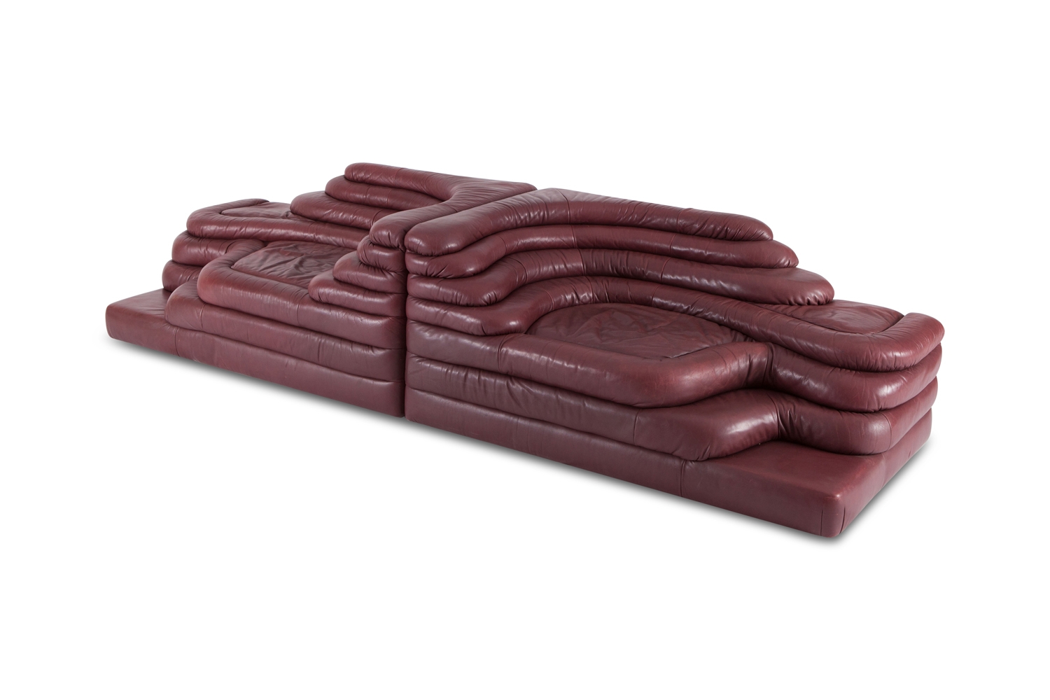 De Sede Leather Landscape Sofa's, Ubald Klug - 1970s