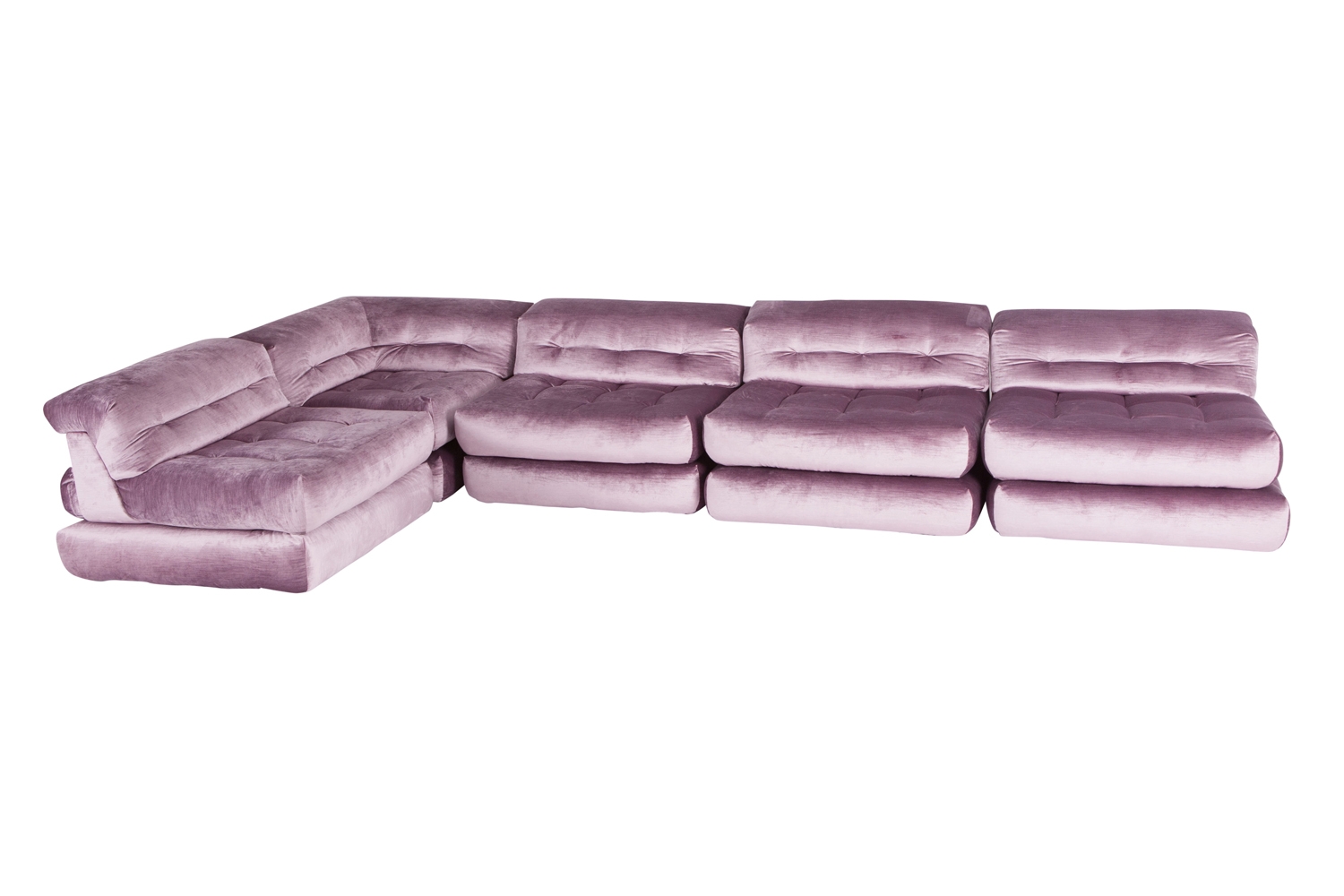Roche Bobois Mah Jong Modular Sofa In Purple Velvet - 1970s