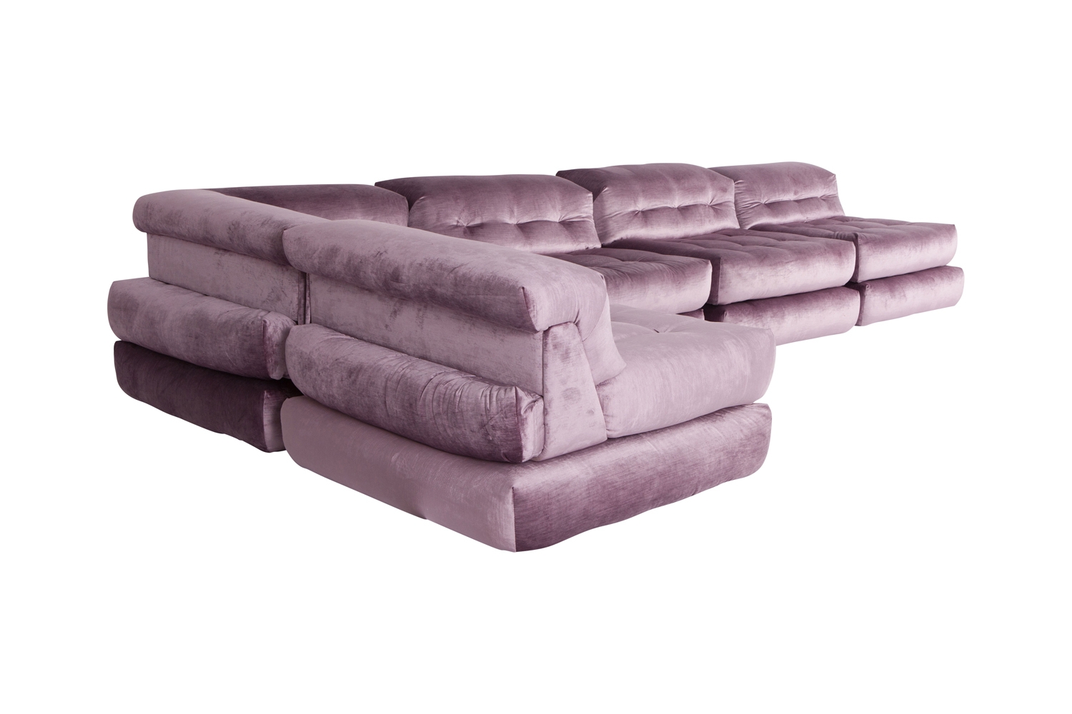 Roche Bobois Mah Jong Modular Sofa In Purple Velvet - 1970s