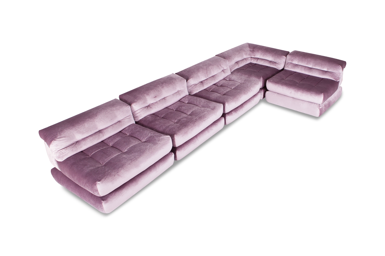 Roche Bobois Mah Jong Modular Sofa In Purple Velvet - 1970s