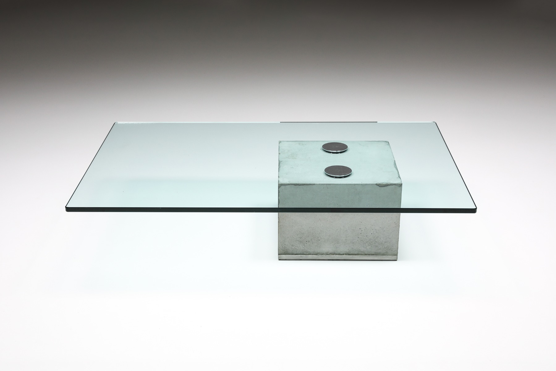 Concrete and Glass Coffee Table by Saporiti - 1970's