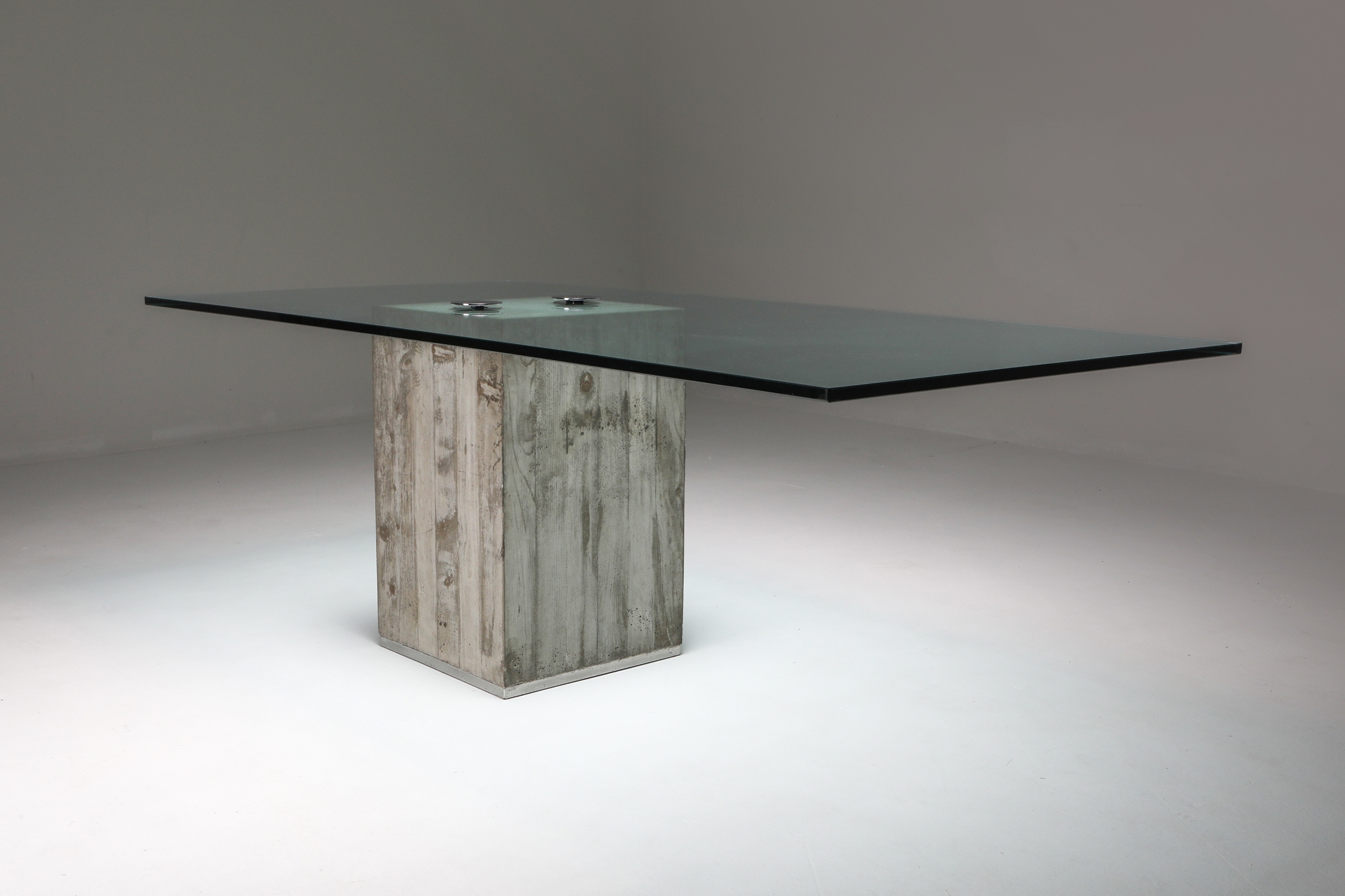 Saporiti Concrete and Glass Dining Table - 1970's